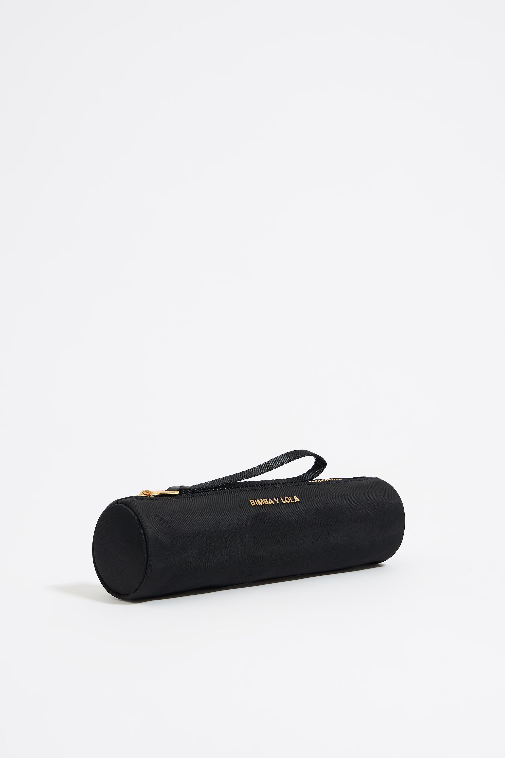 Black nylon cylindrical make-up case
