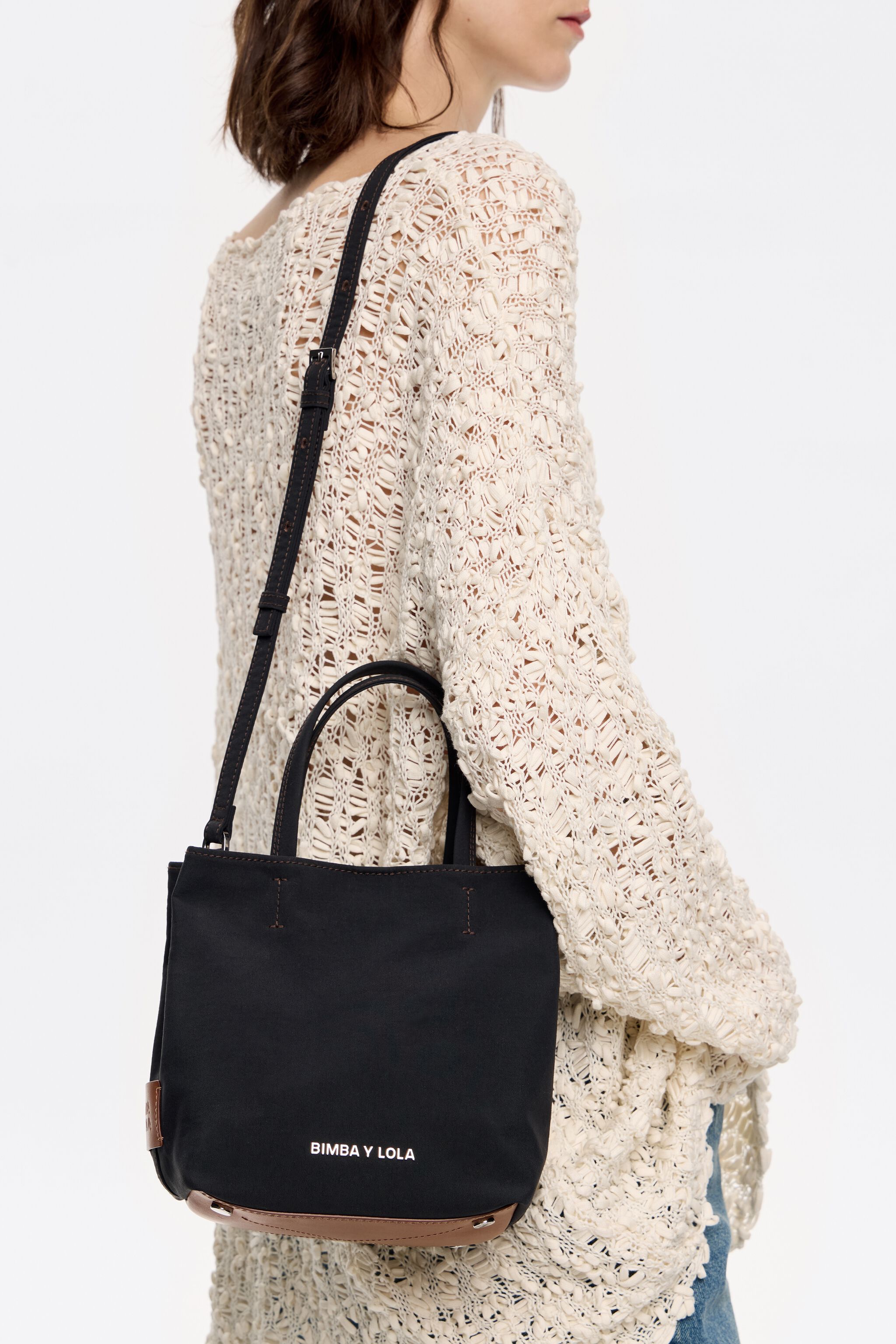 Small anthracite gabardine Chihuahua bag