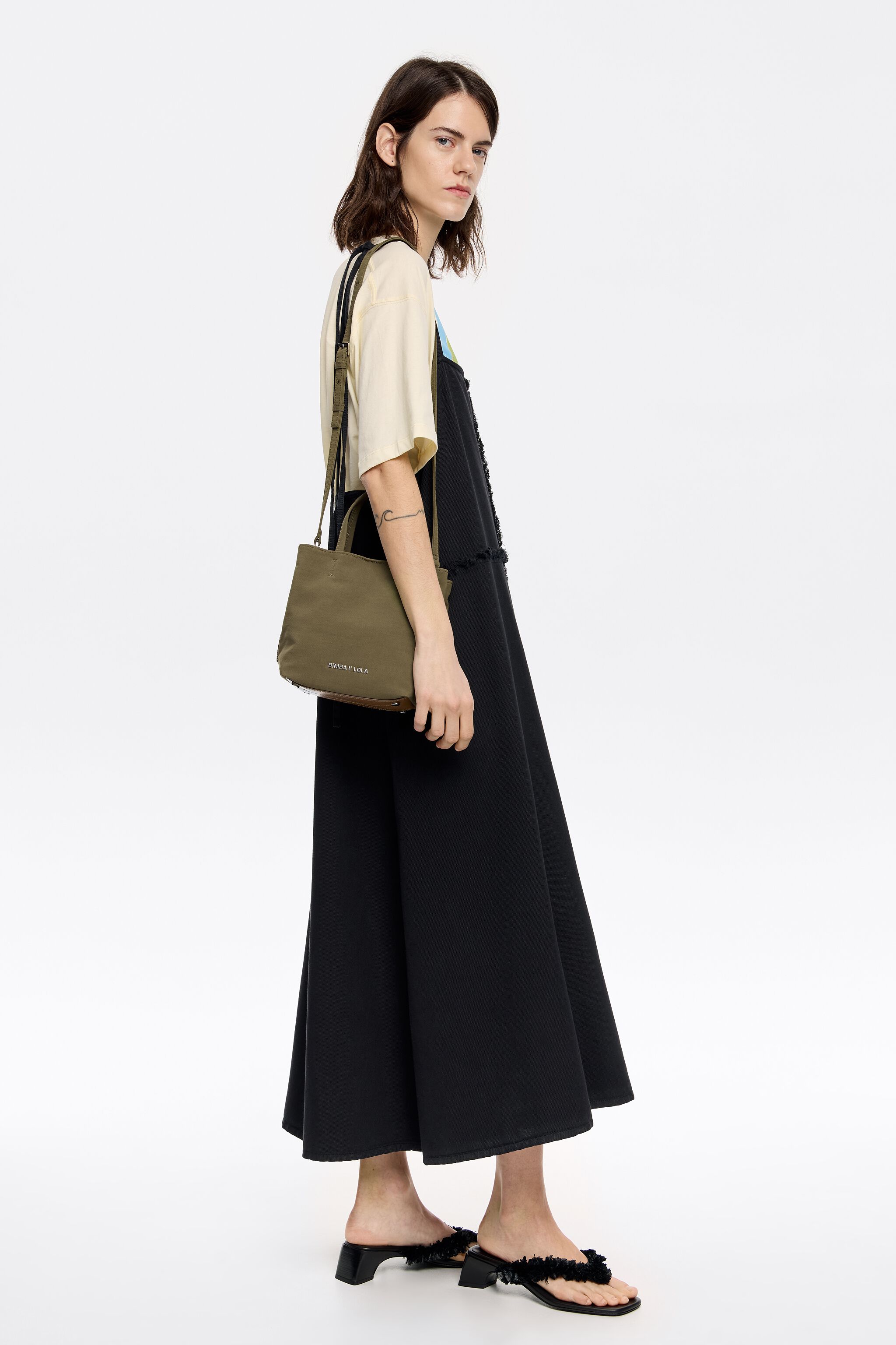 Small olive gabardine Chihuahua bag