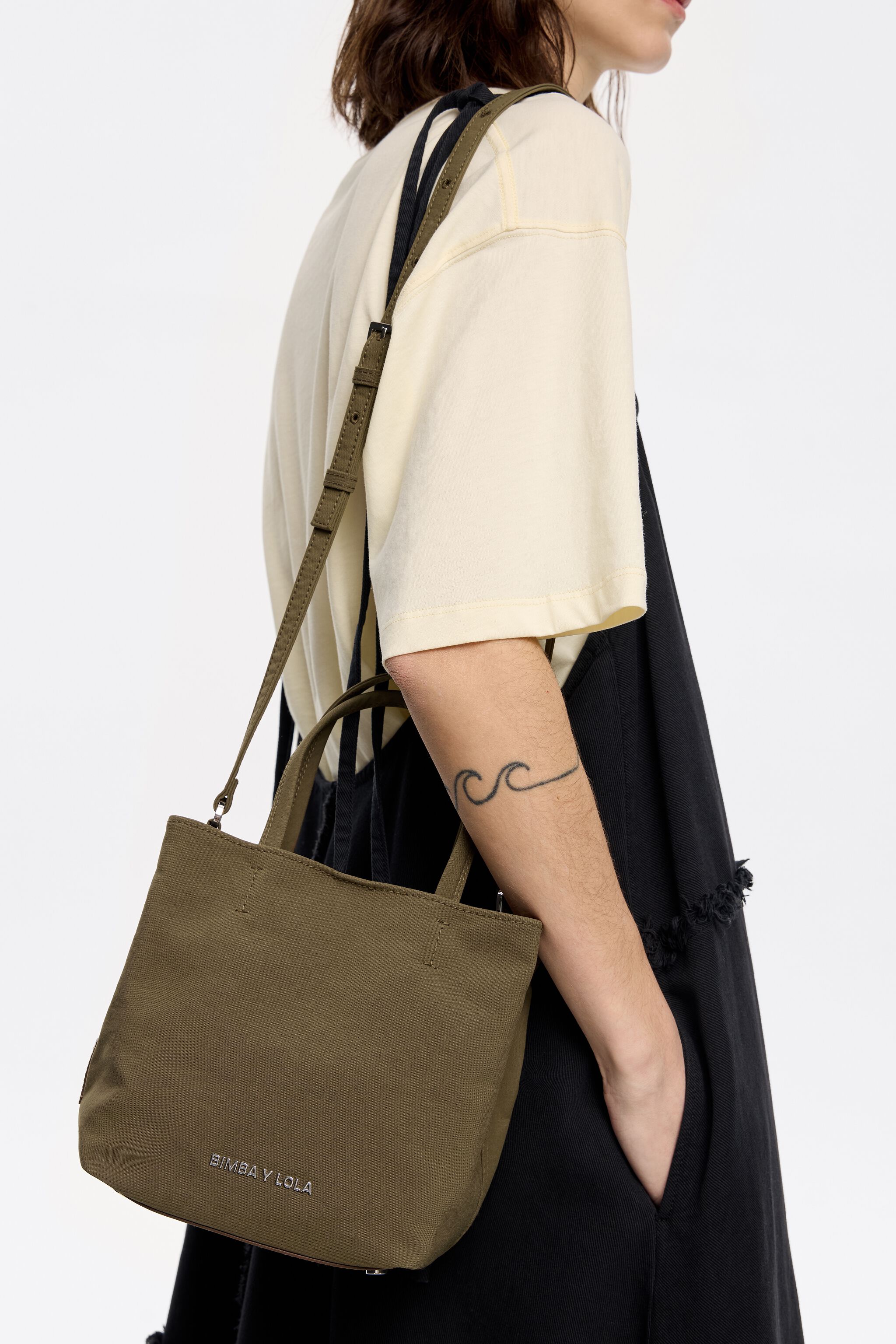 Small olive gabardine Chihuahua bag