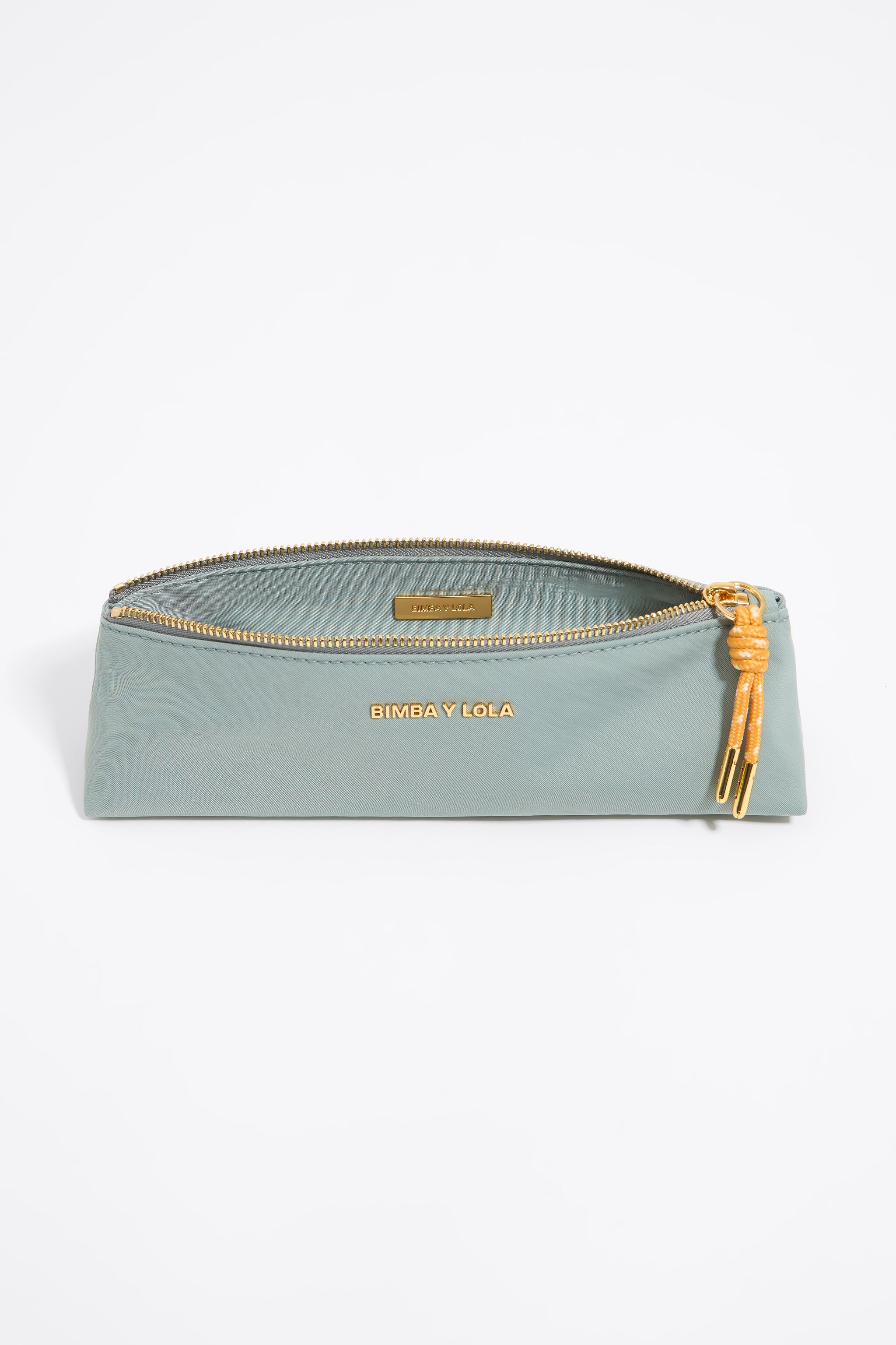 Aquamarine nylon trapezium make-up case