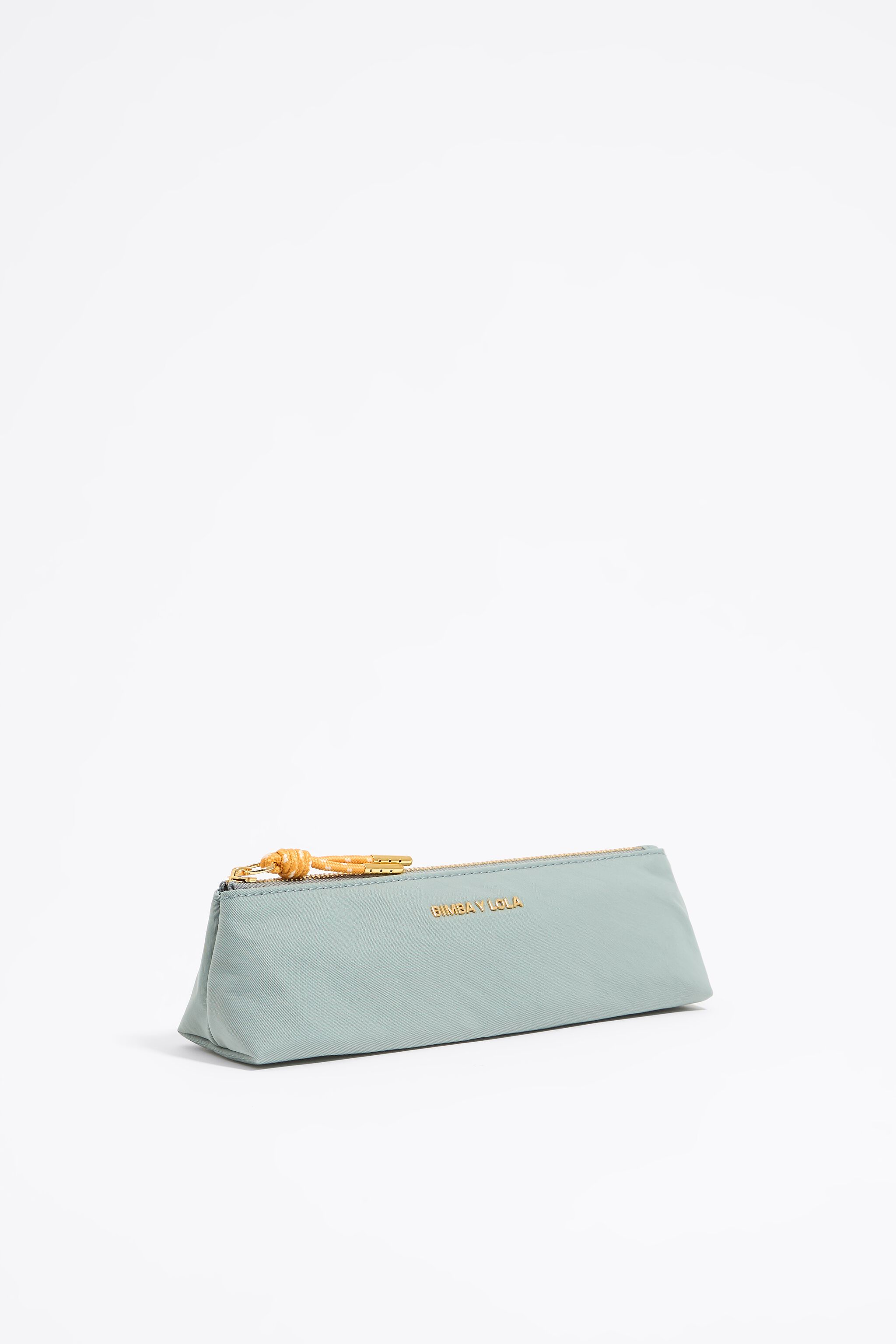 Aquamarine nylon trapezium make-up case