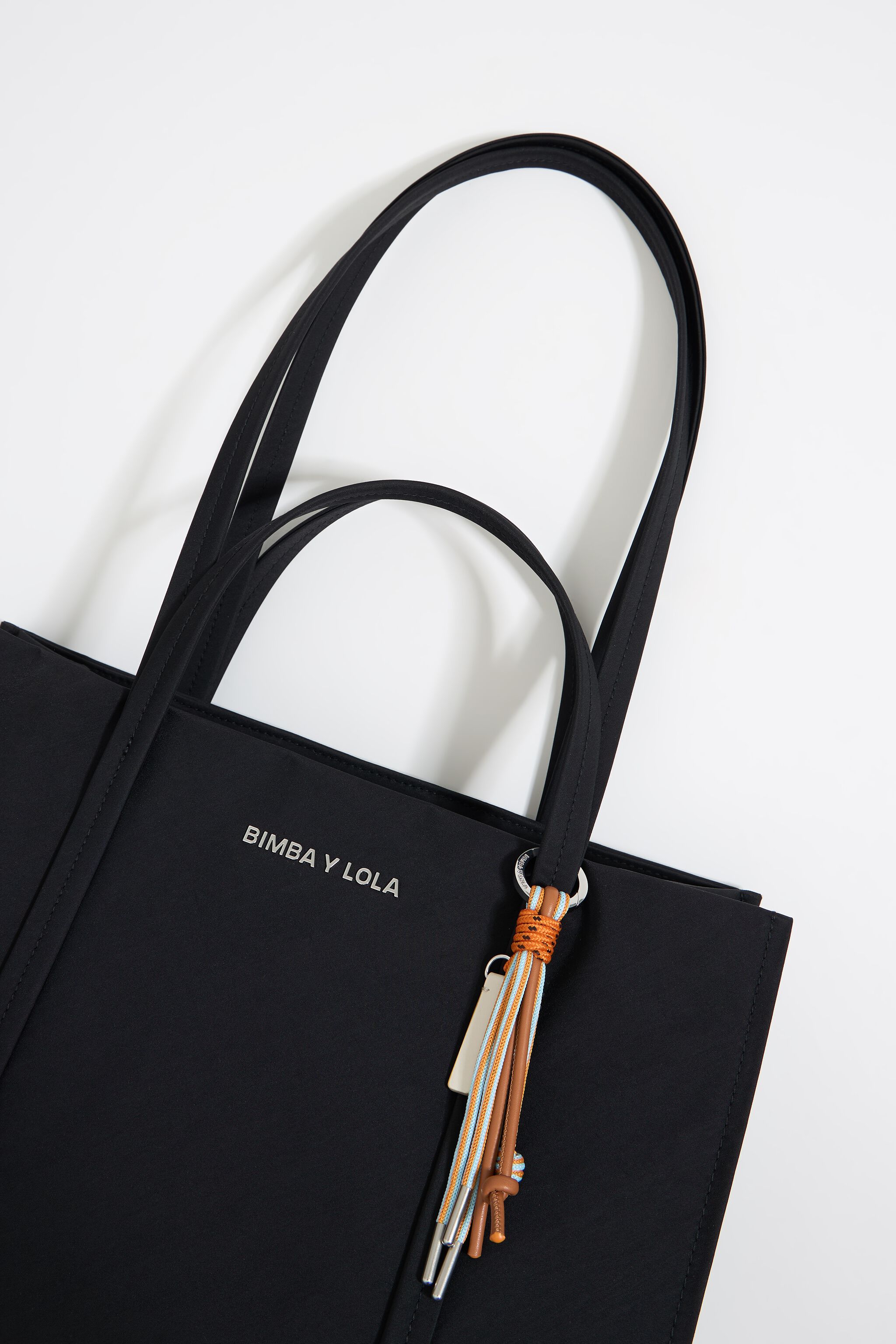 Large black nylon shopper bag