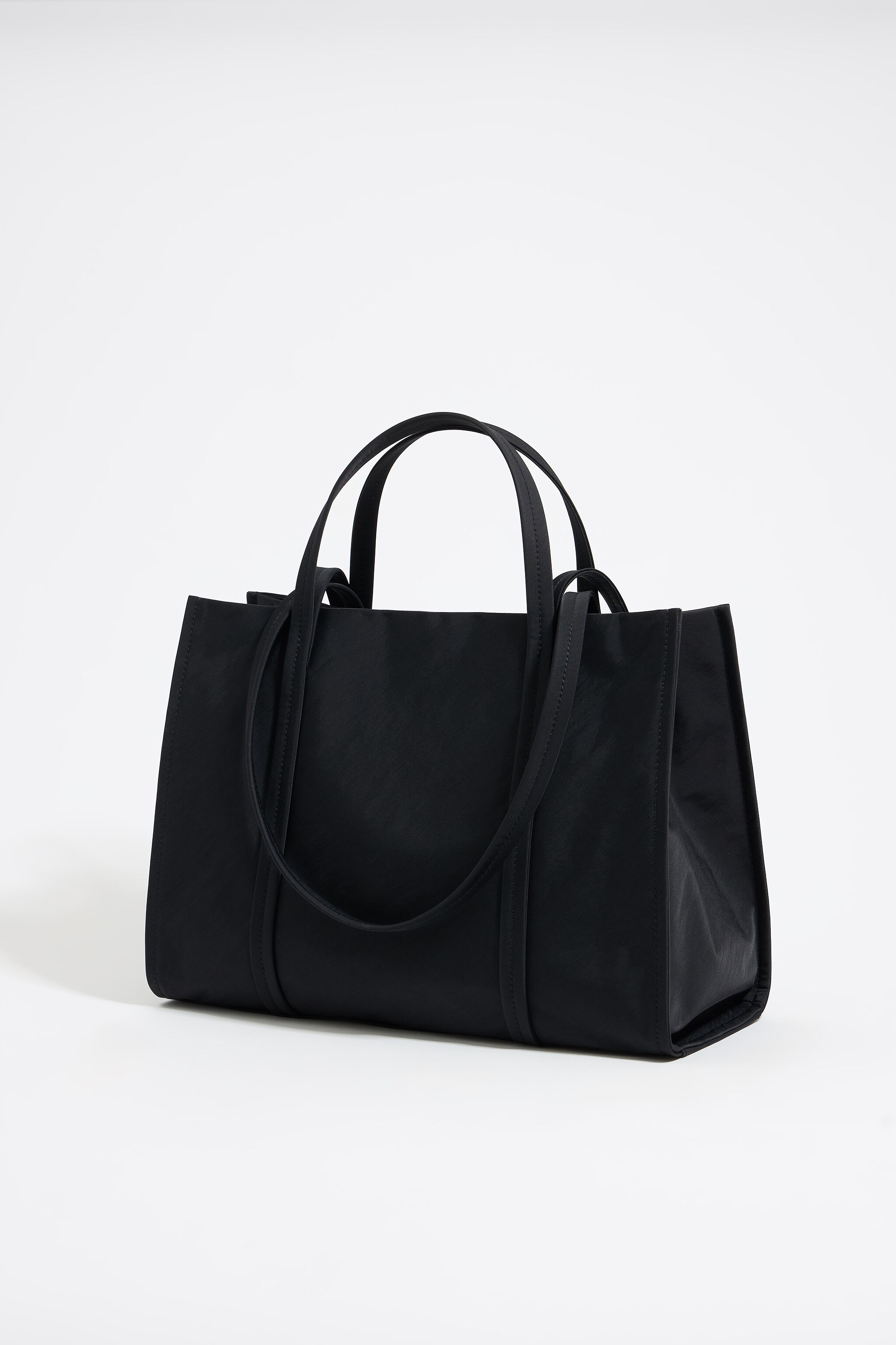 Large black nylon shopper bag