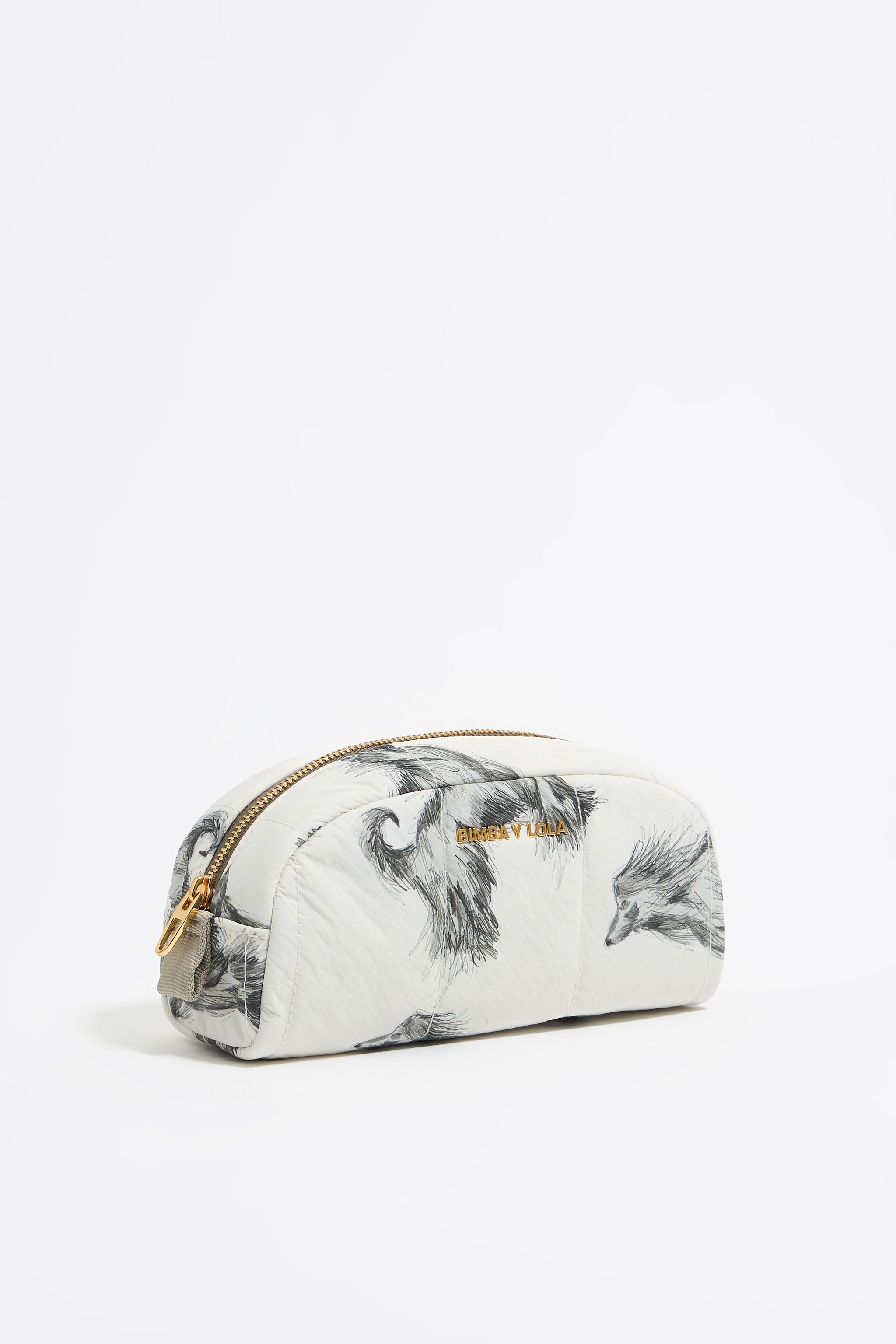 Gray Pencil Greyhound print nylon make-up case