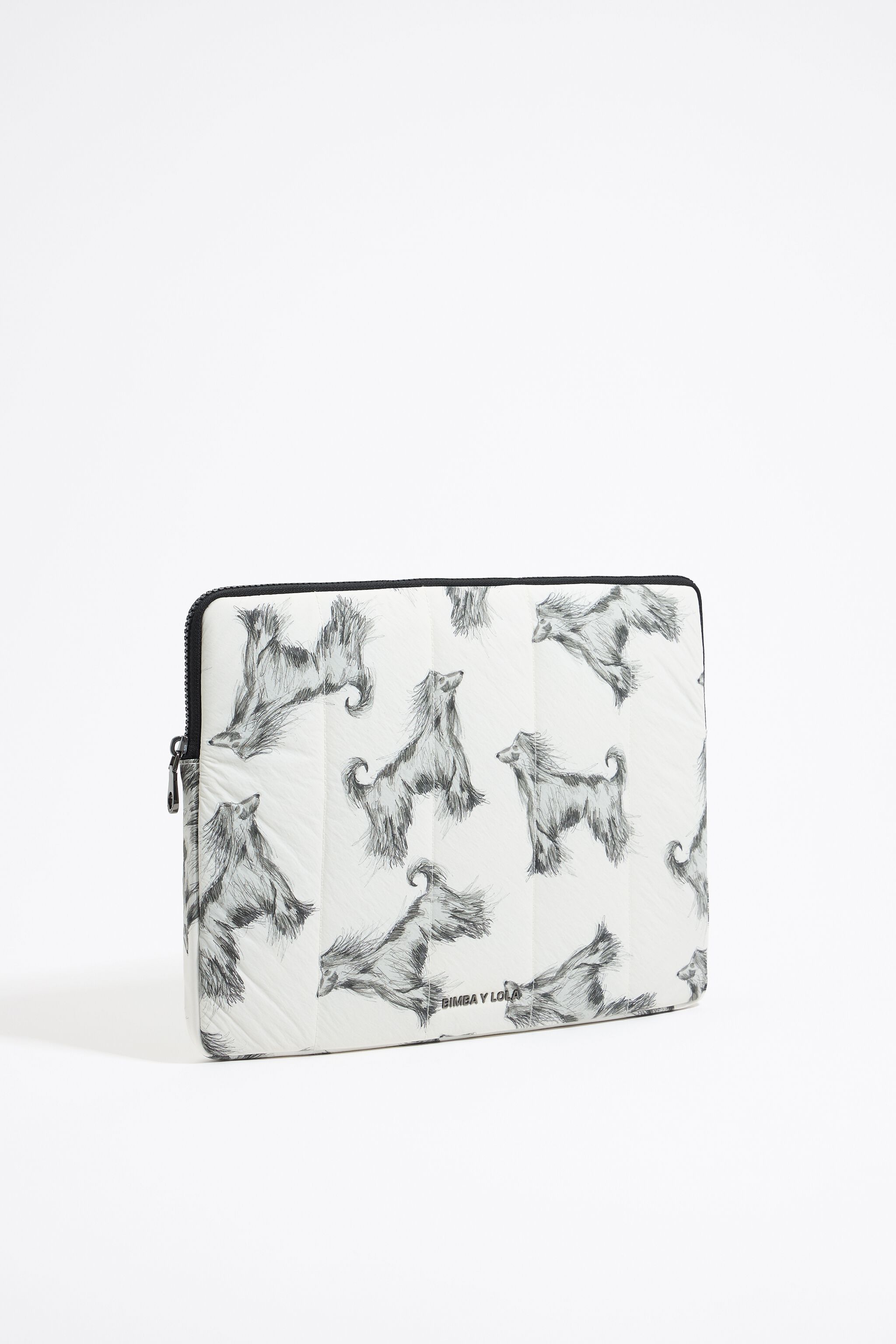 Gray Pencil Greyhound print nylon 13.5" laptop case