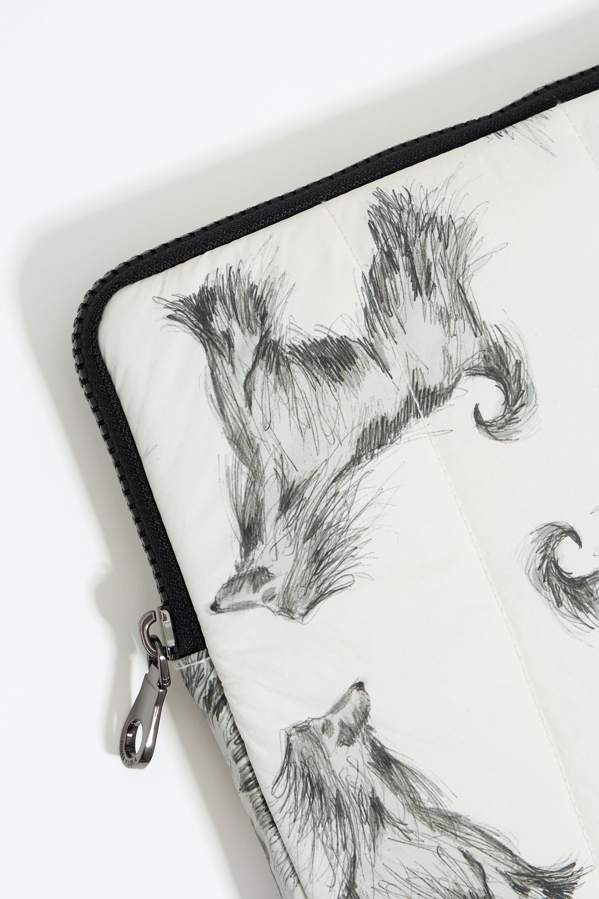 Gray Pencil Greyhound print nylon 13.5" laptop case