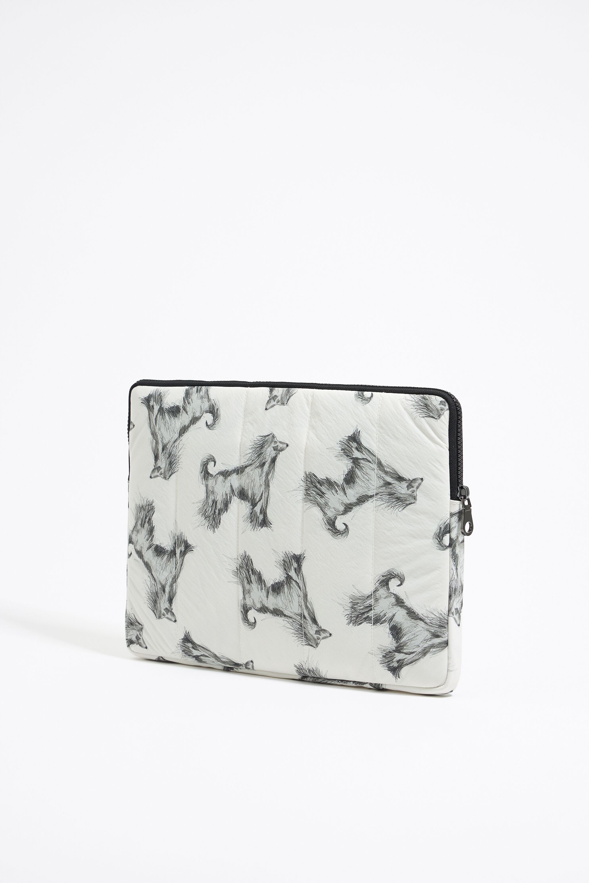 Gray Pencil Greyhound print nylon 13.5" laptop case