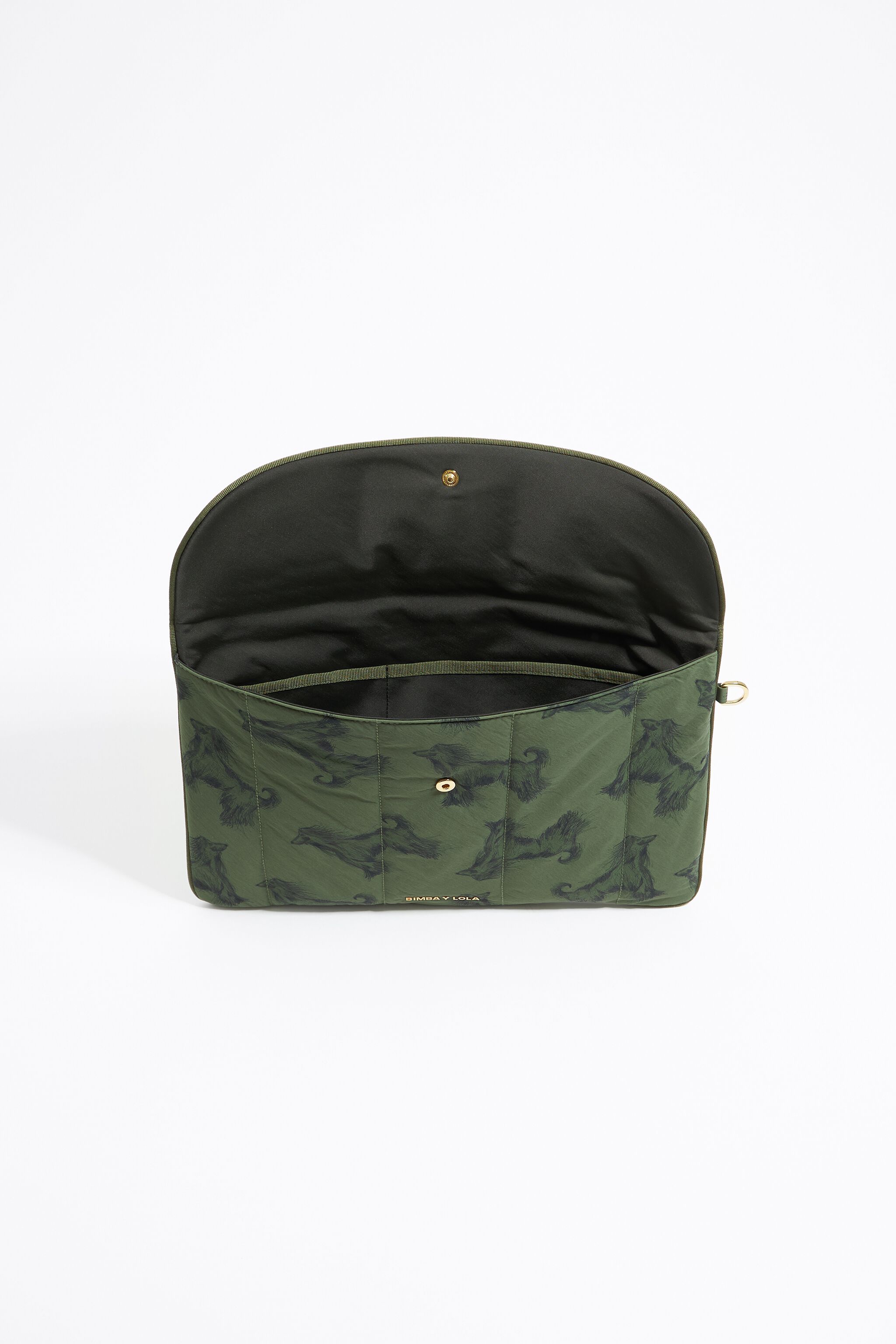 Khaki Pencil Greyhound print nylon 13.5" laptop case