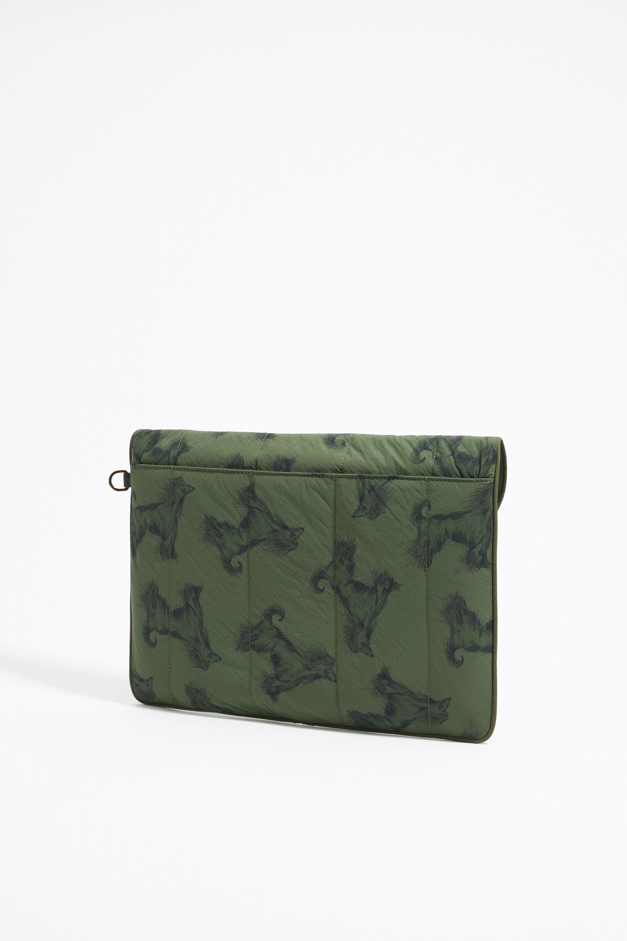 Khaki Pencil Greyhound print nylon 13.5" laptop case