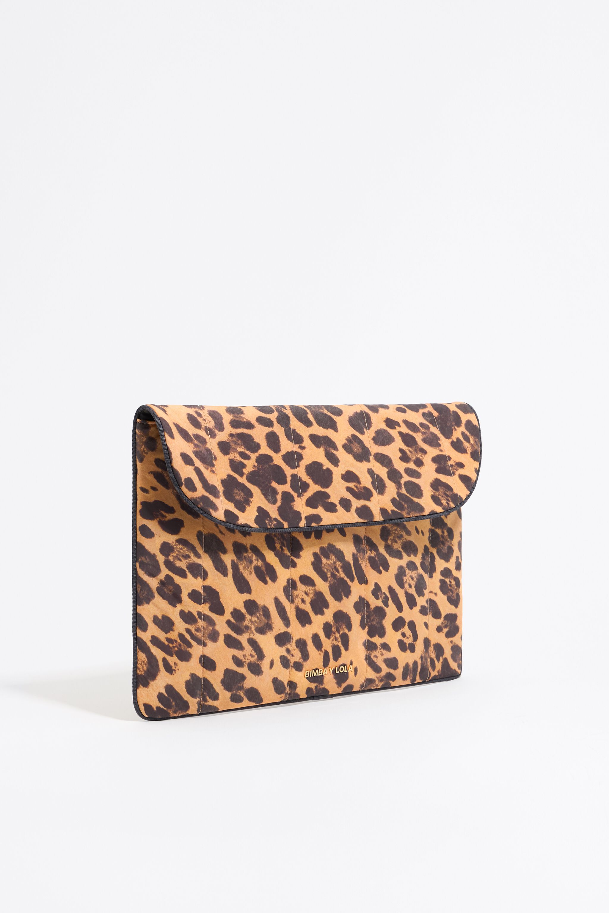Beige Leopard nylon 13.5" laptop sleeve