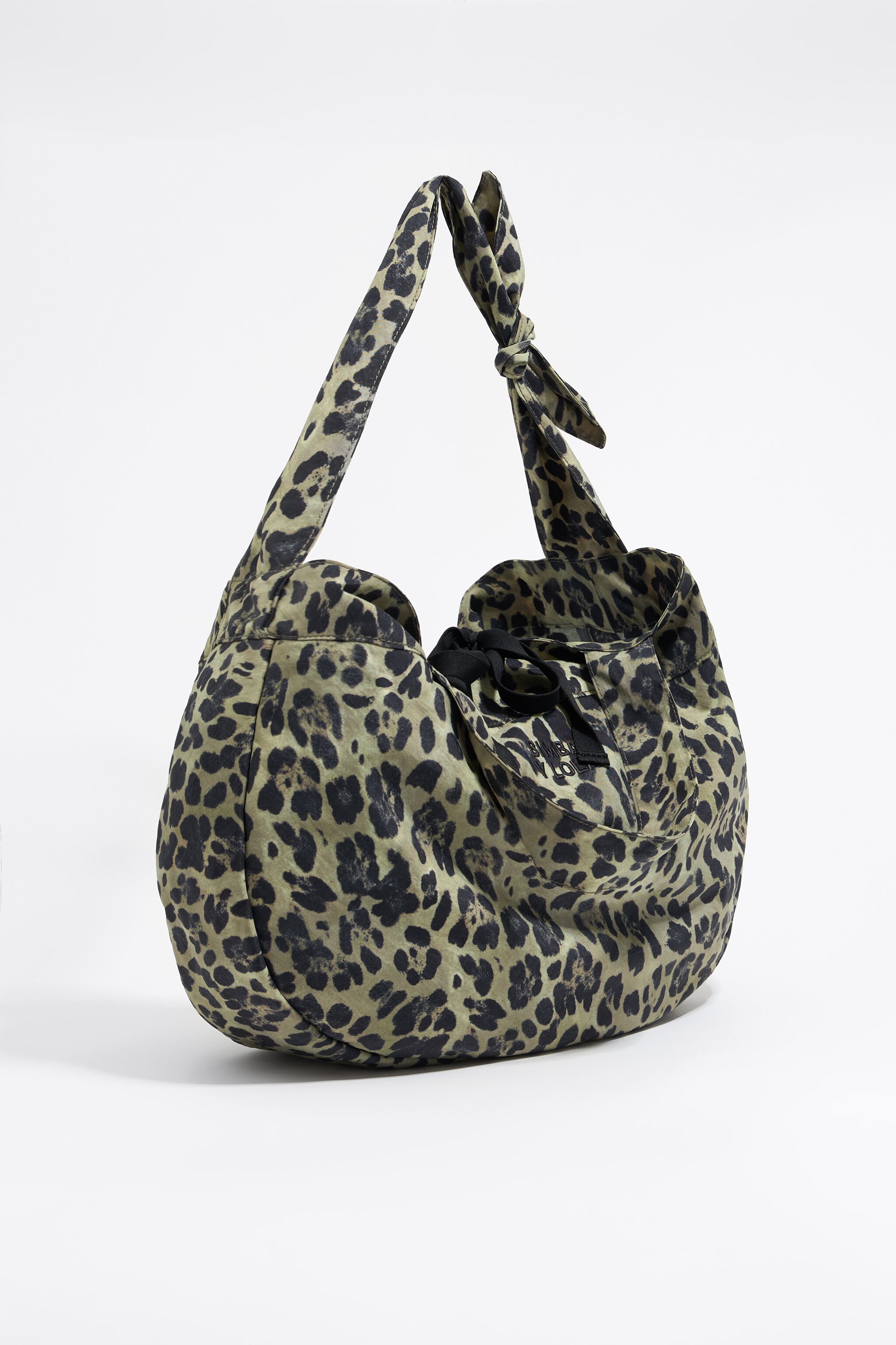 Large khaki Leopard nylon shopper bag