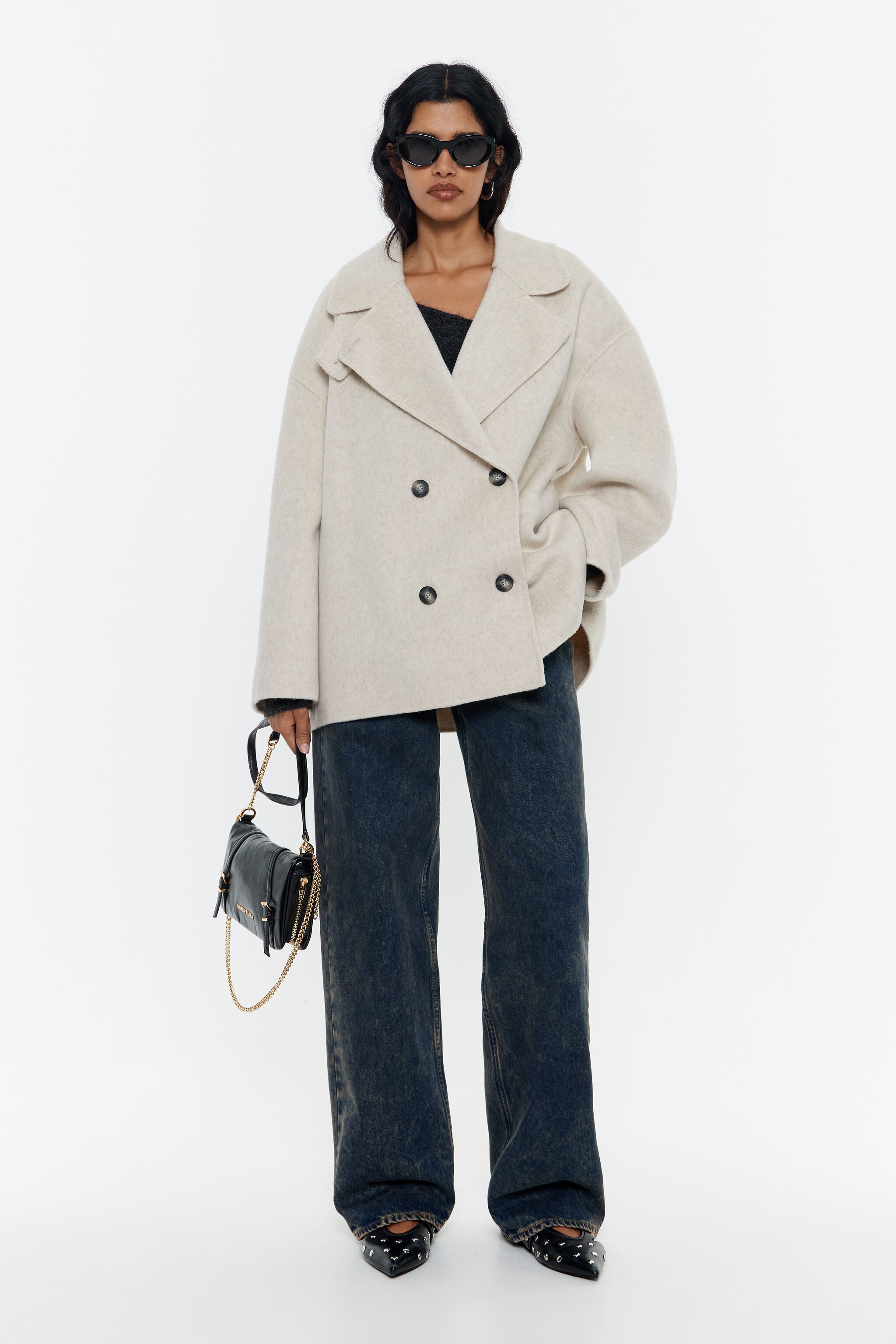 Ivory tailored double-face jacket