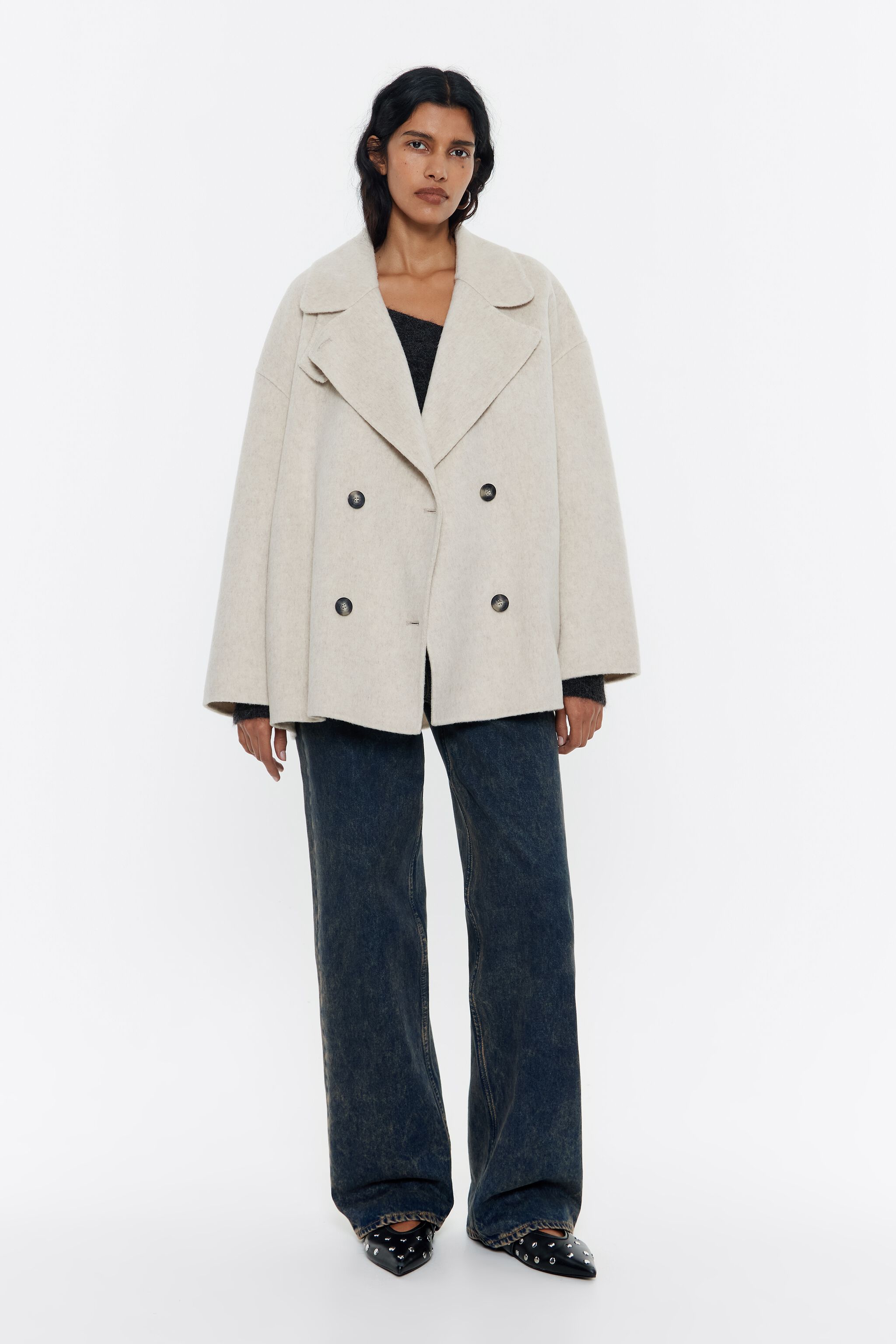 Ivory tailored double-face jacket