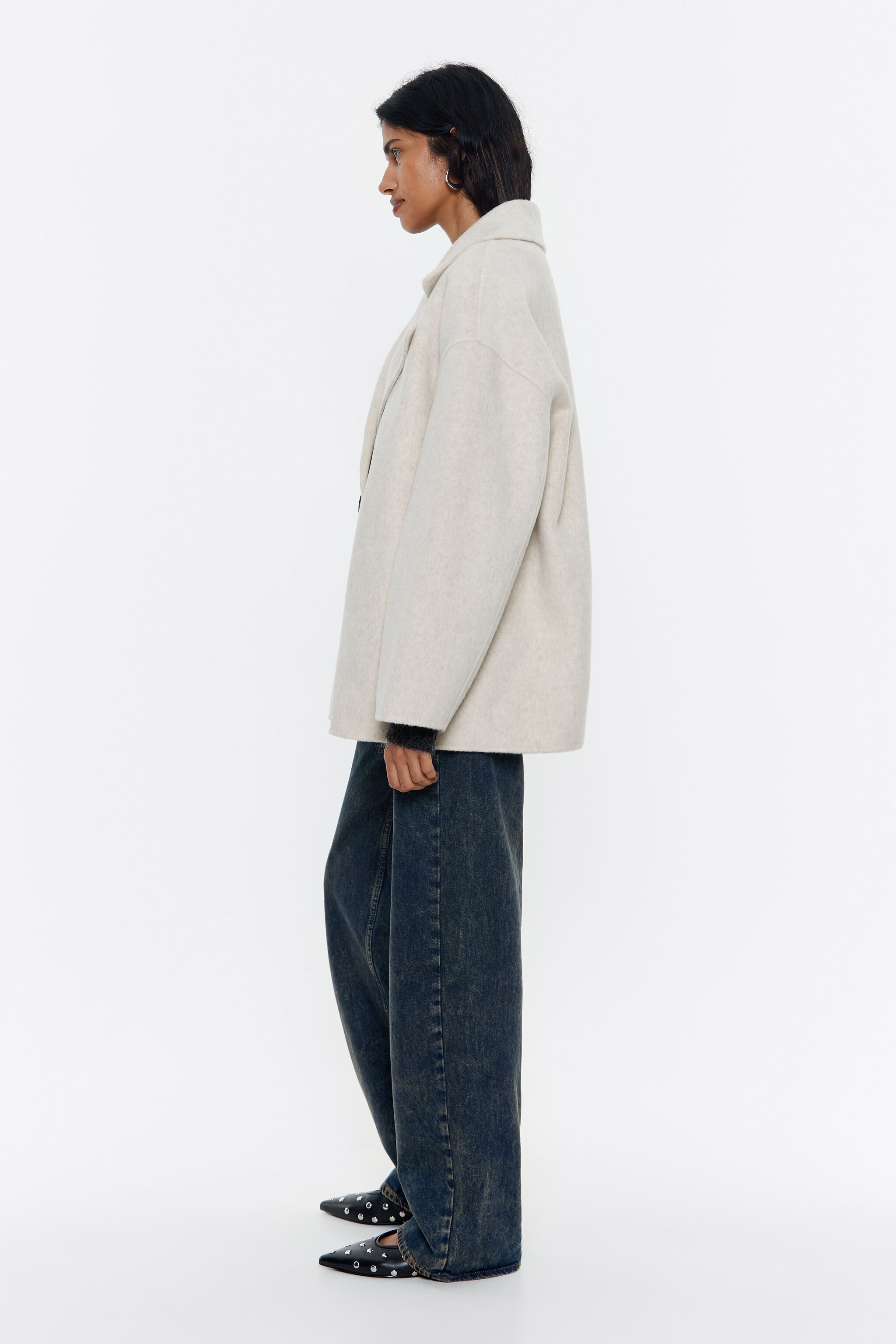 Ivory tailored double-face jacket