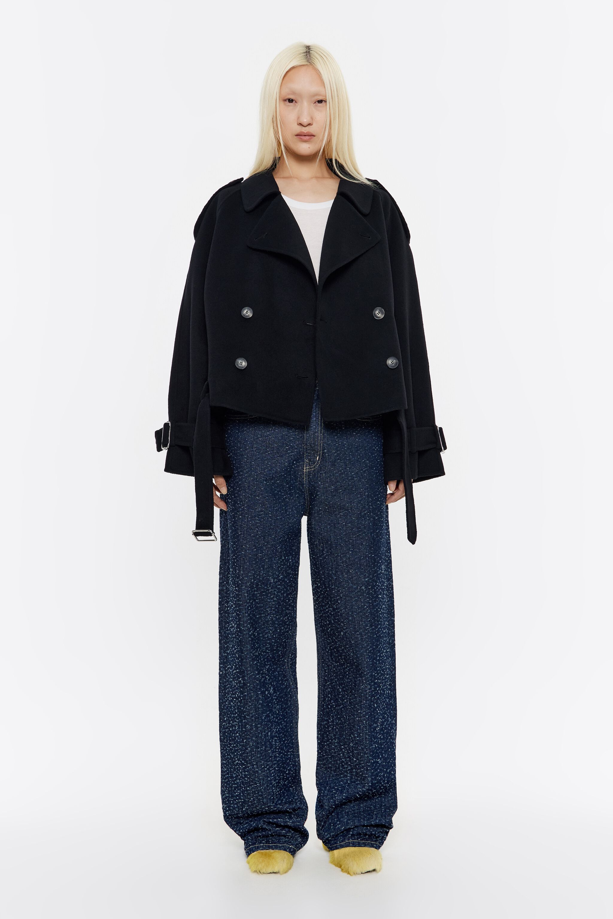 Black double-face double-breasted jacket