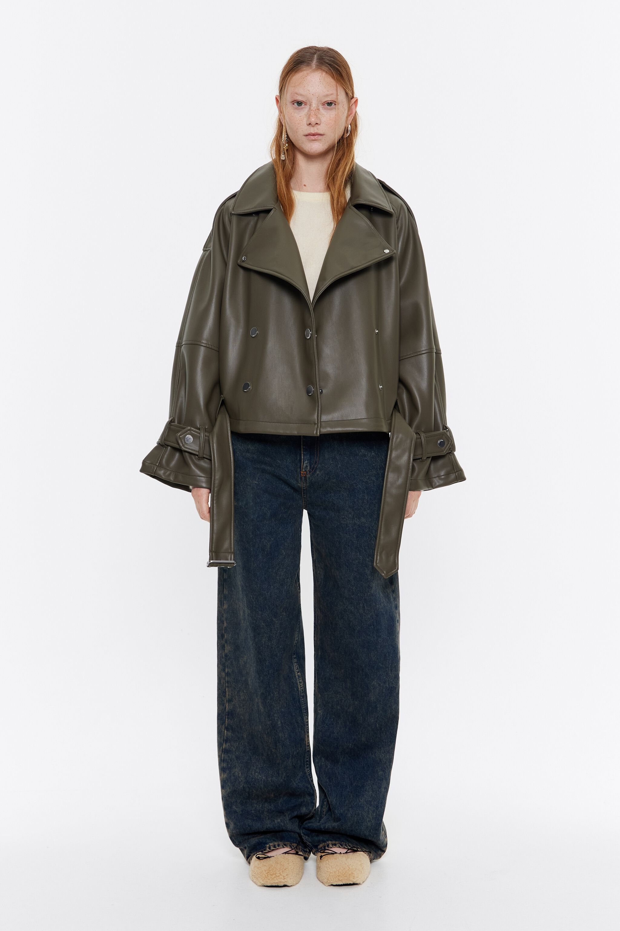 Khaki double-breasted jacket