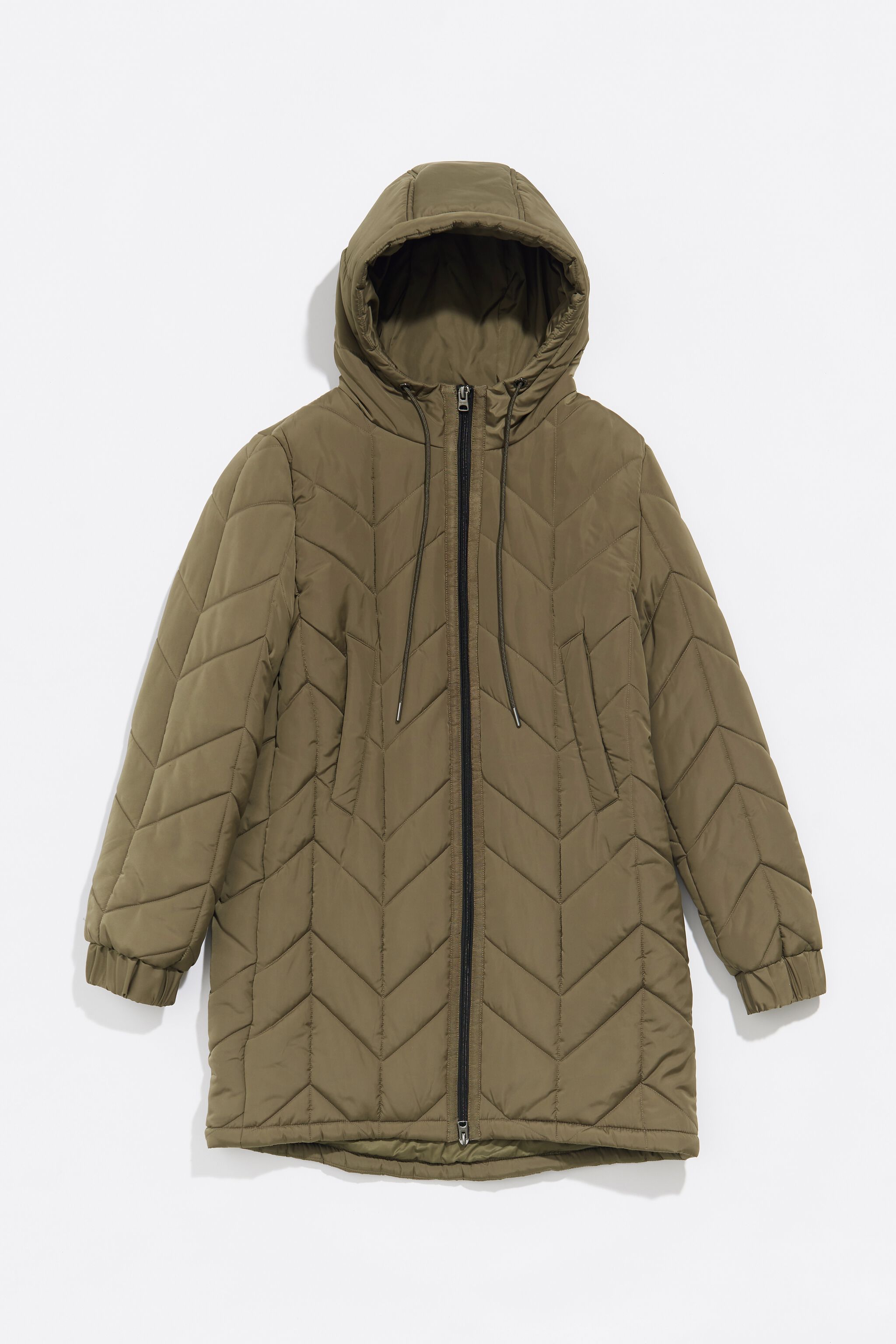Khaki straight cut padded coat