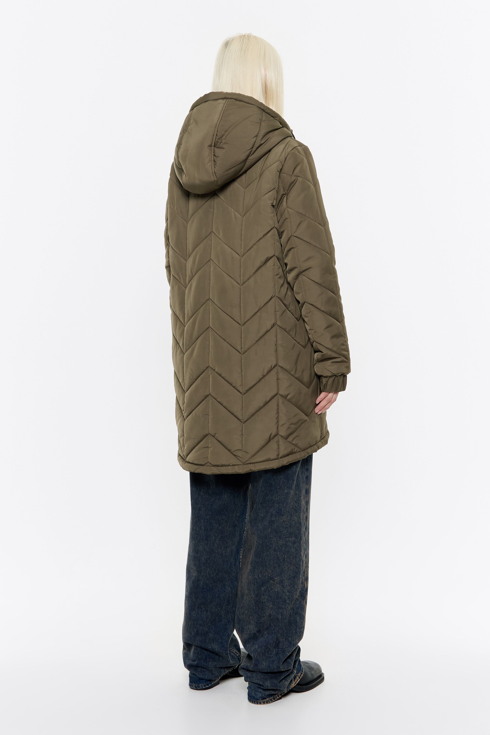 Khaki straight cut padded coat