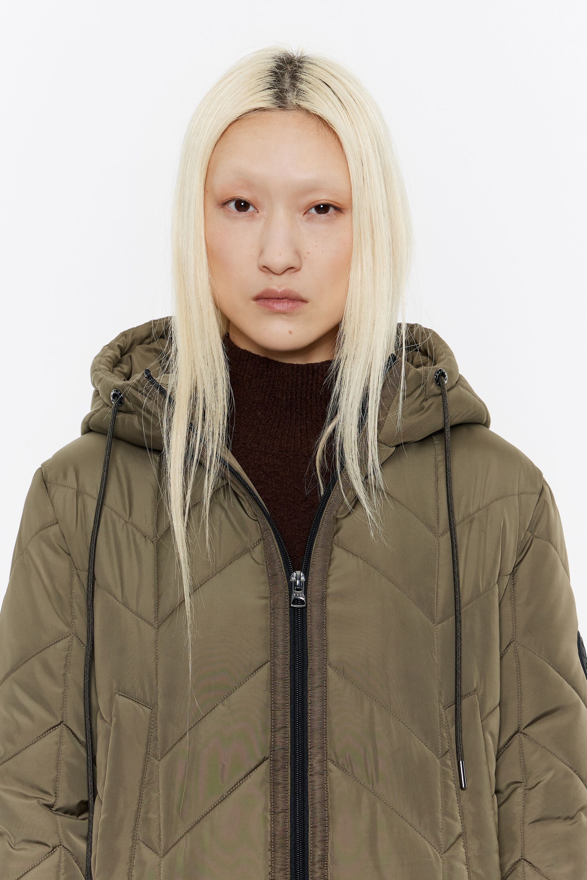 Khaki straight cut padded coat