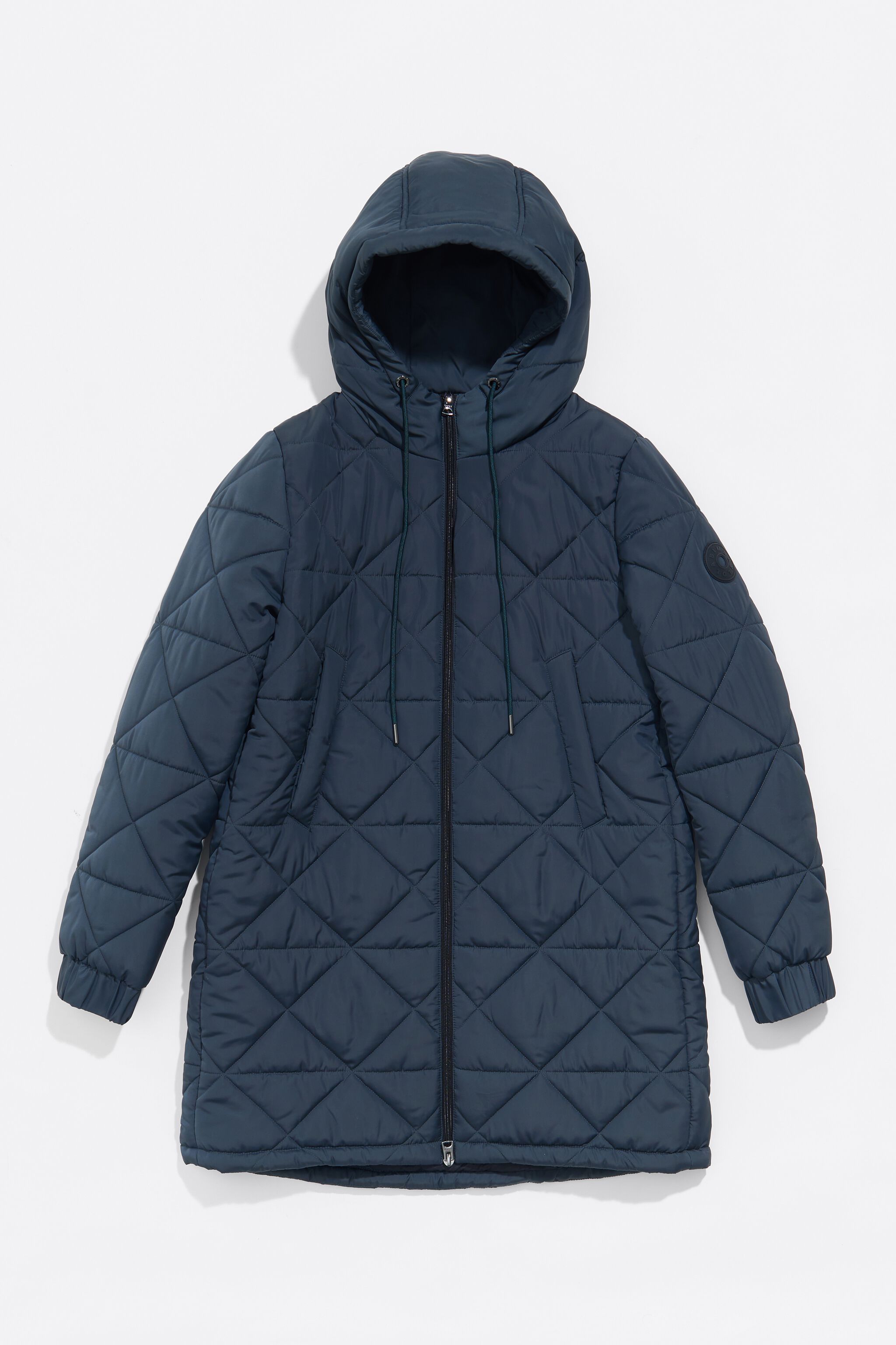 Petrol blue straight cut padded coat