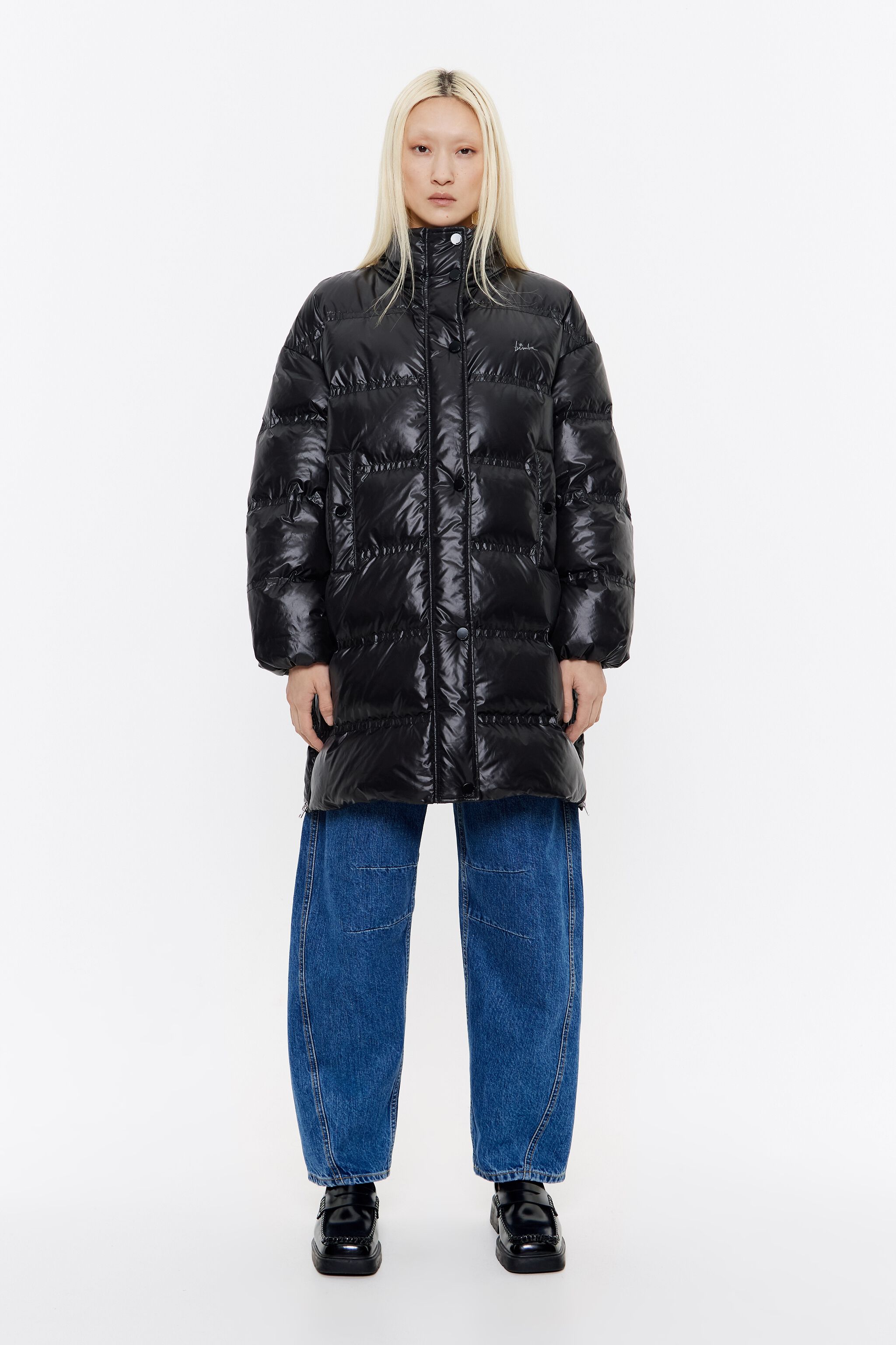 Black A-line down jacket