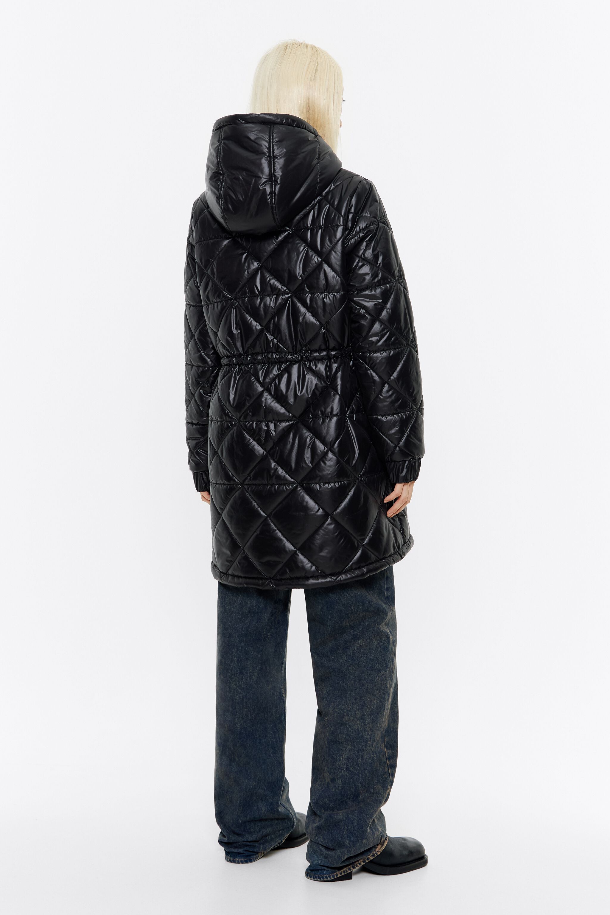 Black straight cut padded coat