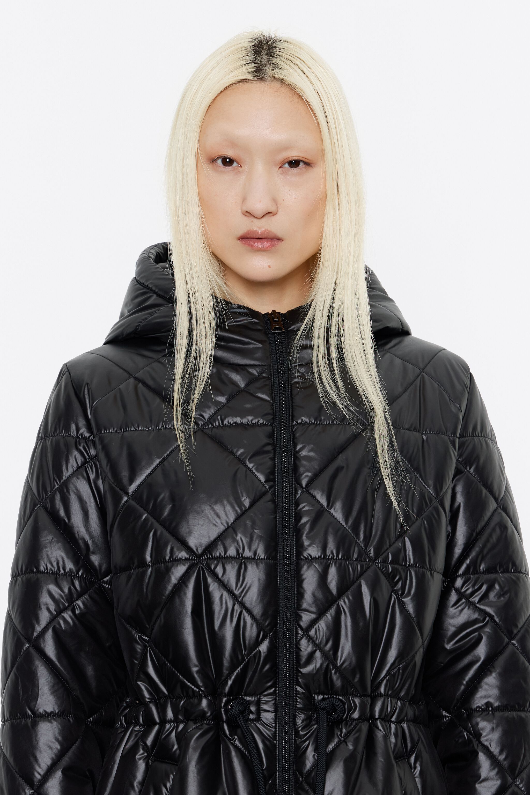 Black straight cut padded coat