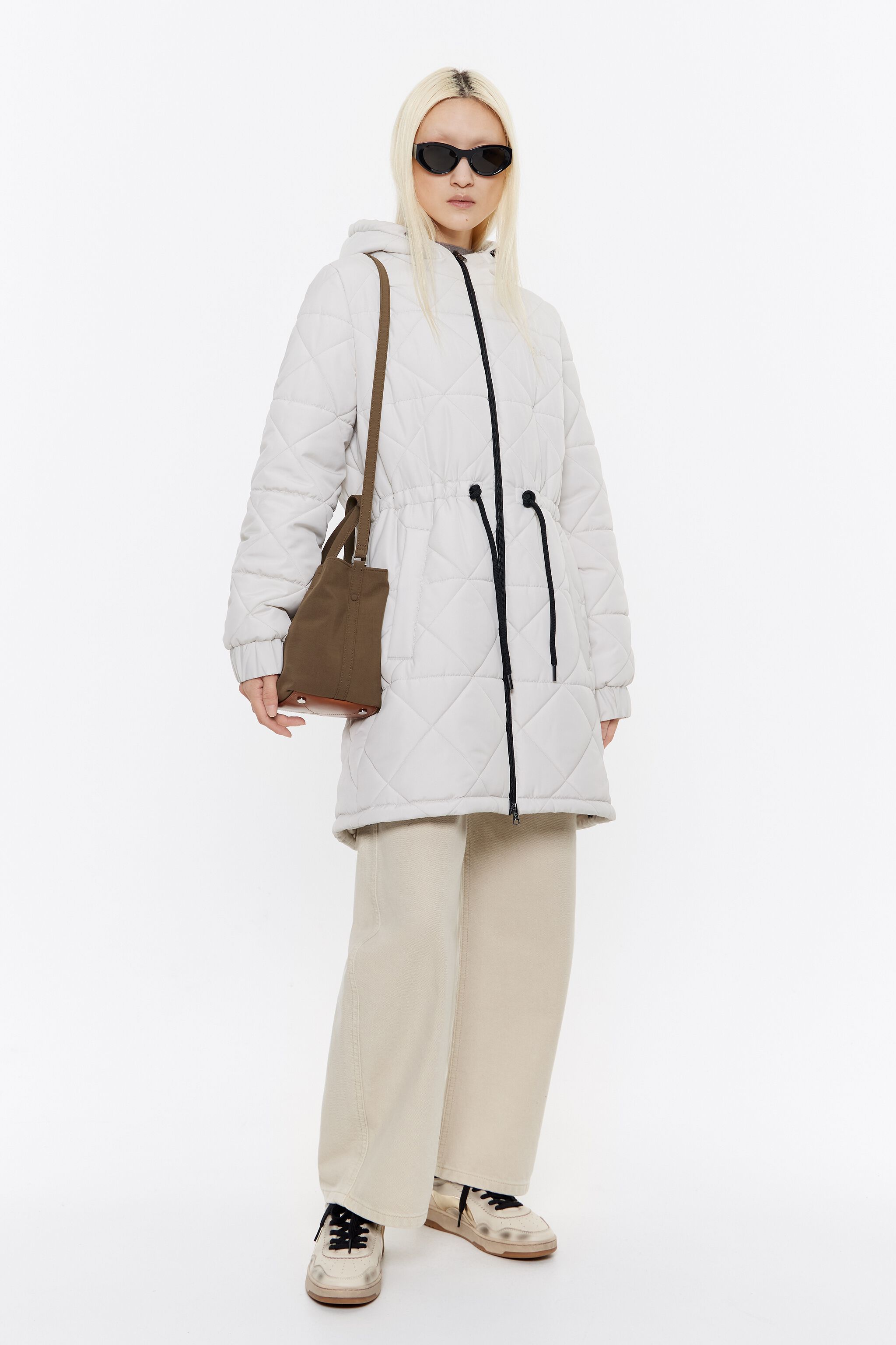 Ivory straight cut padded coat