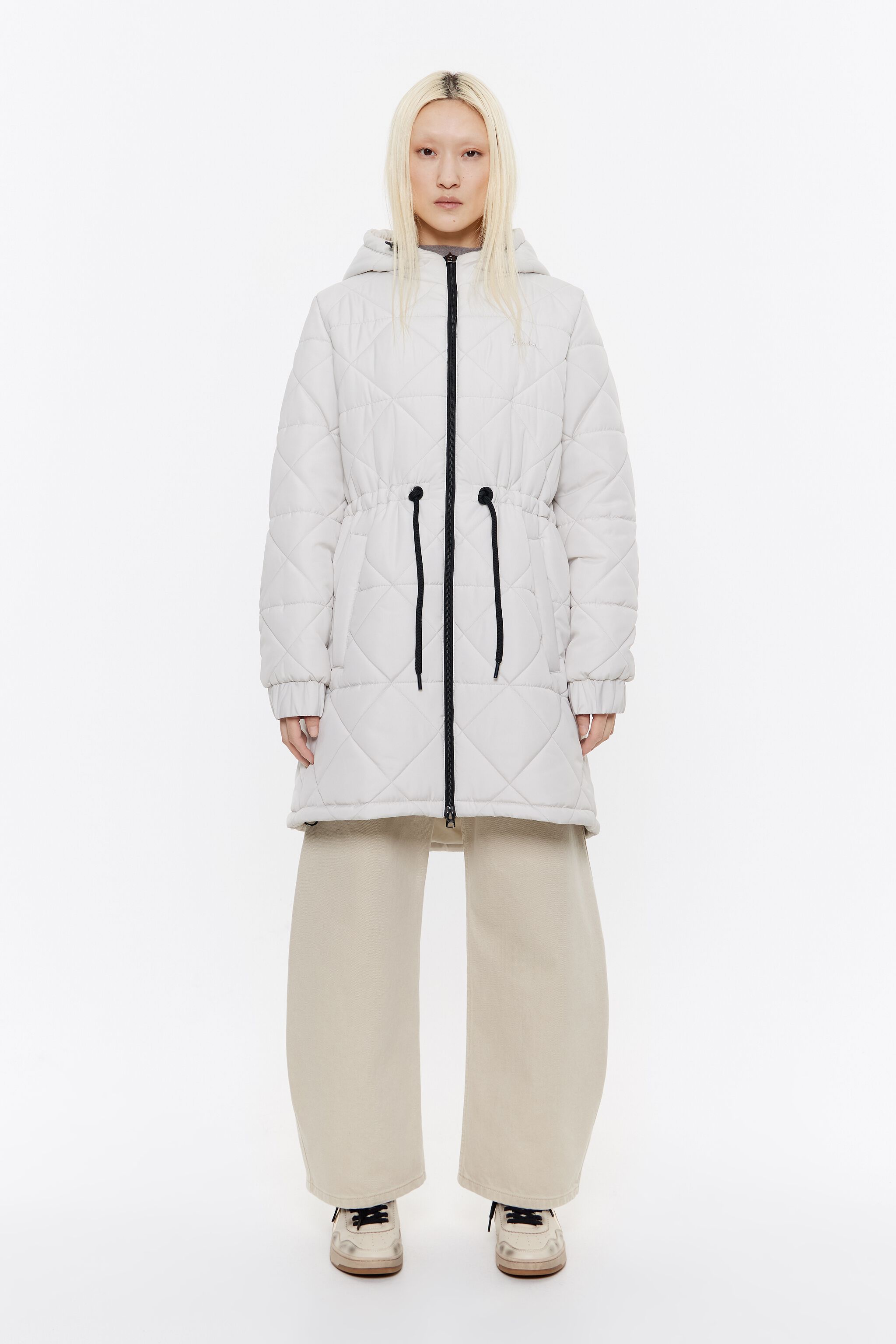 Ivory straight cut padded coat