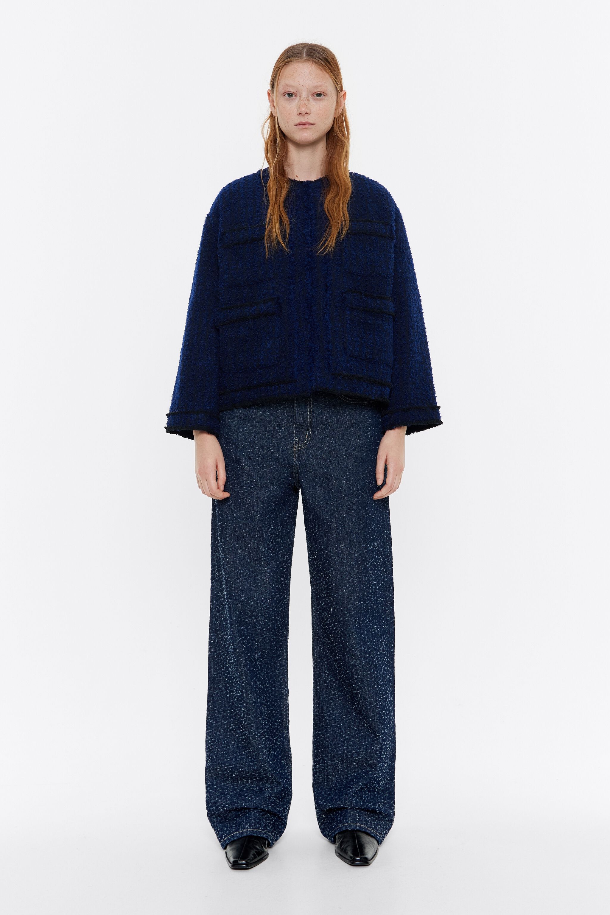 Navy reversible tweed jacket