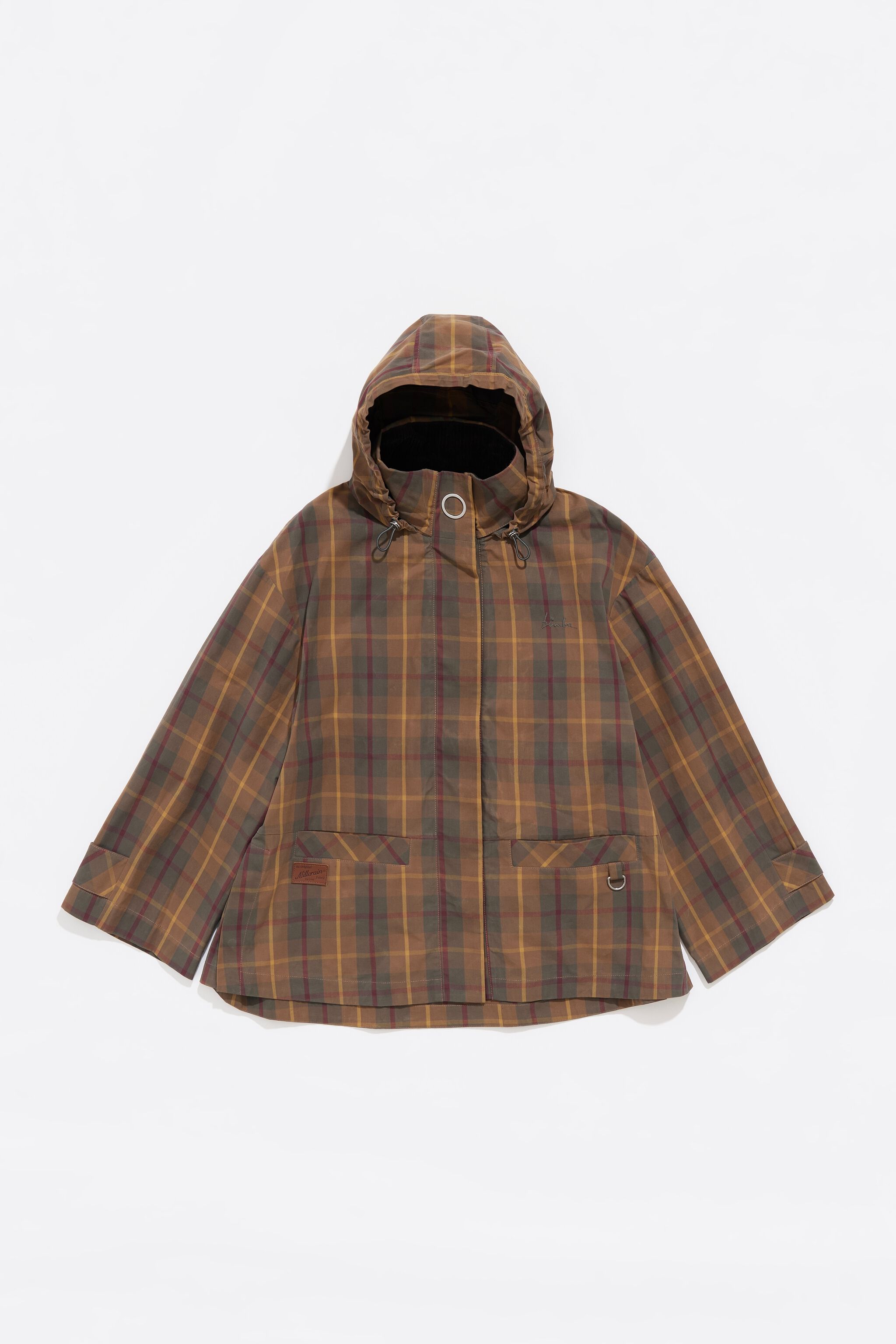 Light brown checked A-line trench