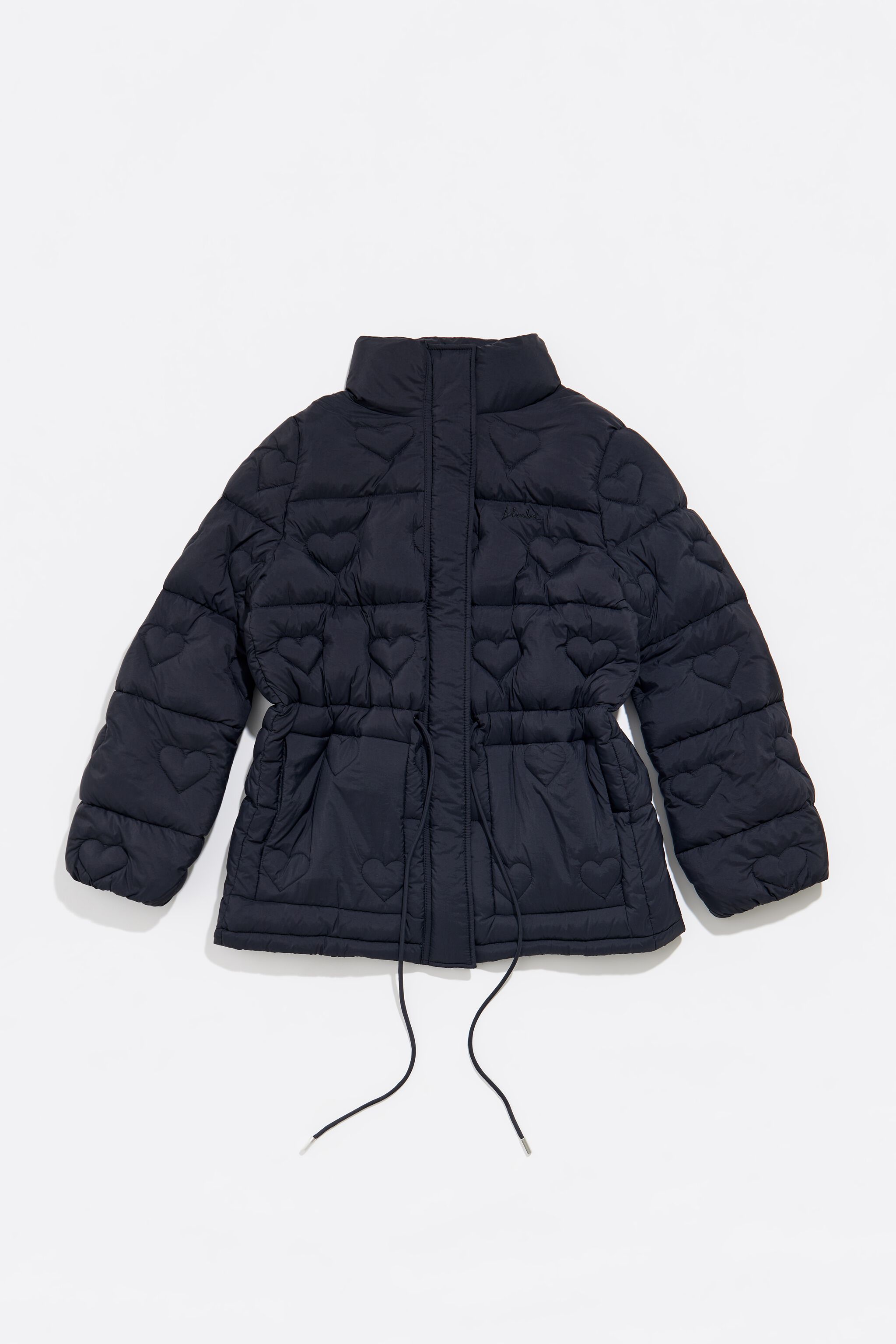 Black heart stitching down jacket