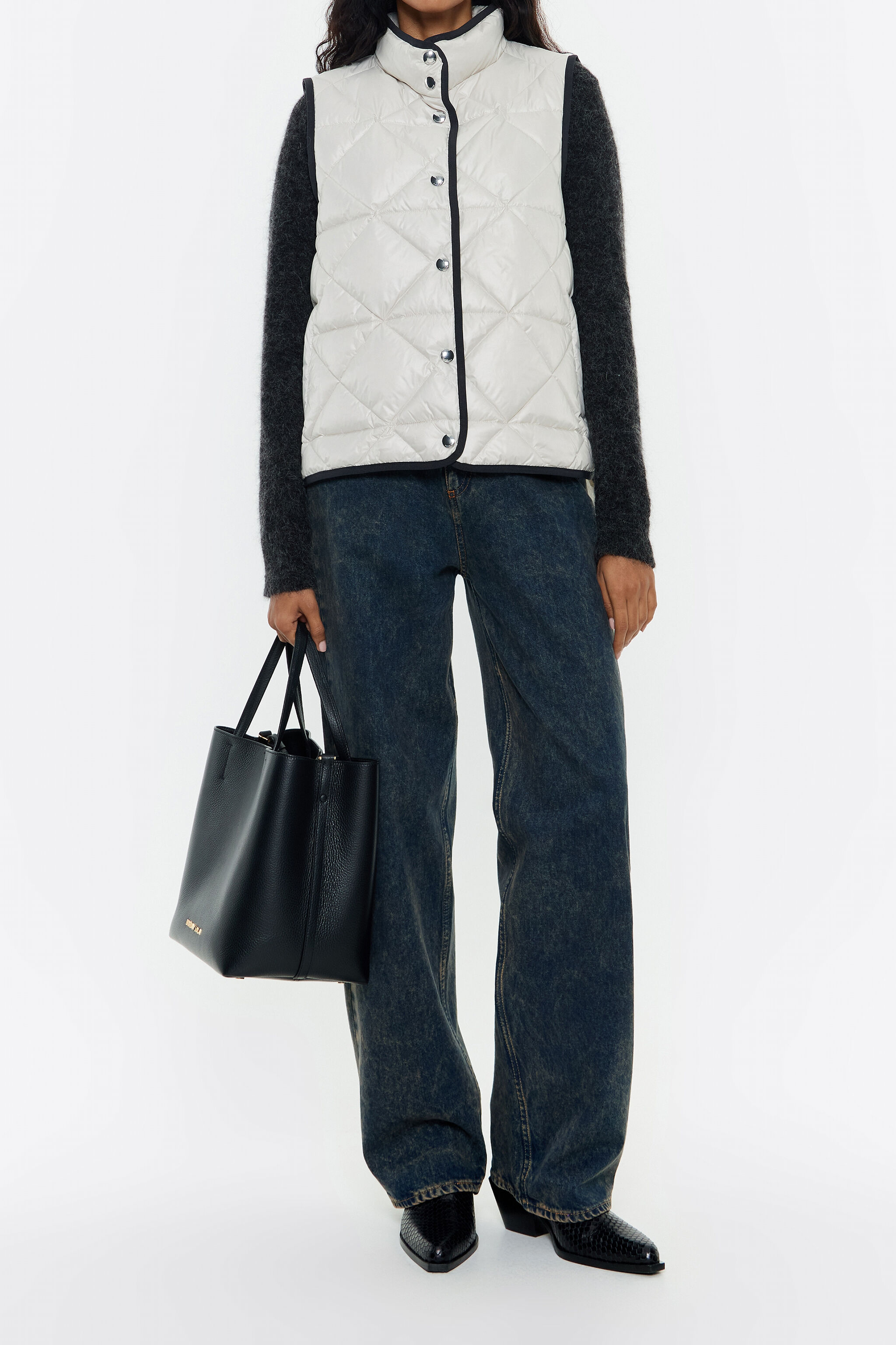 Short stone padded down vest