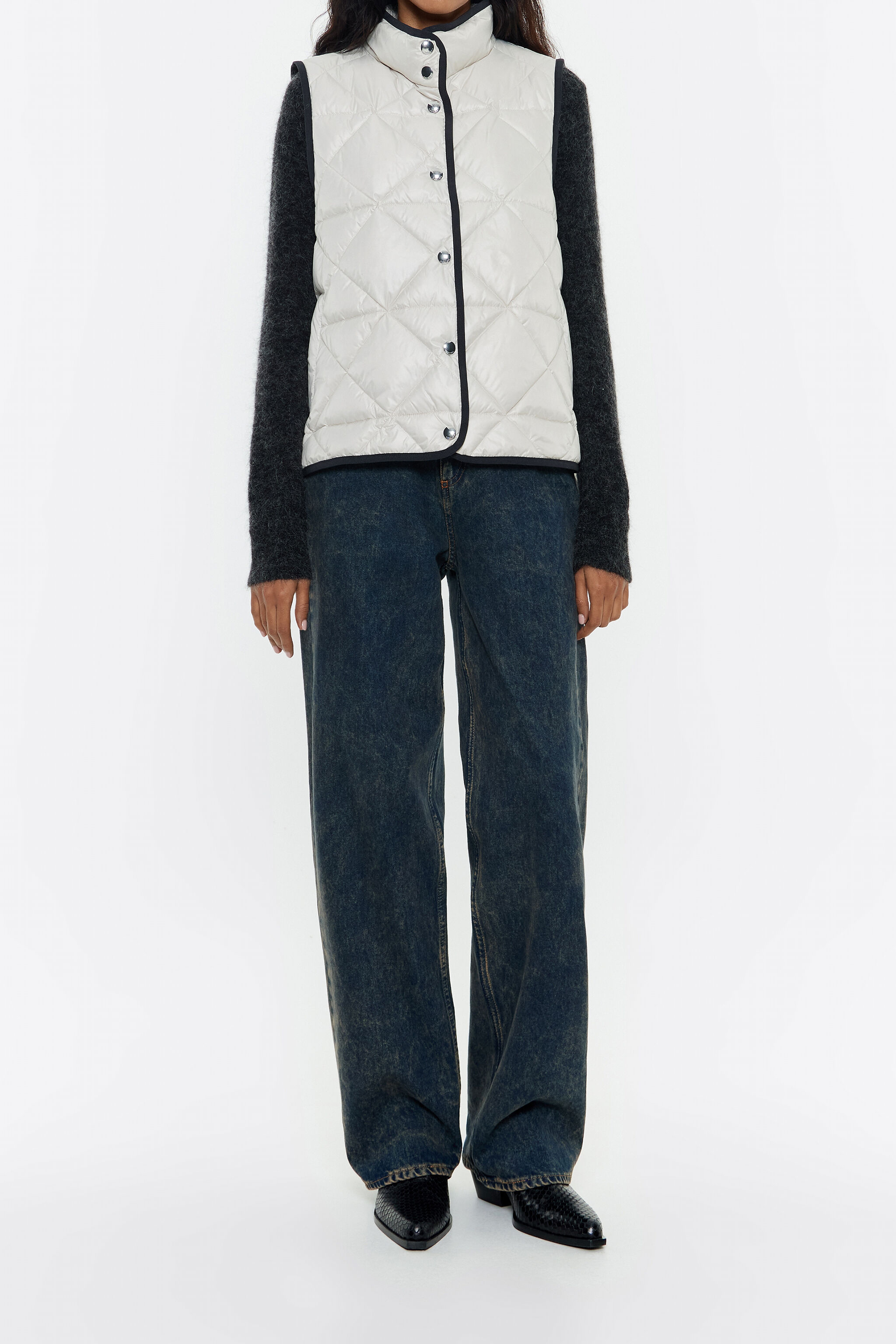 Short stone padded down vest