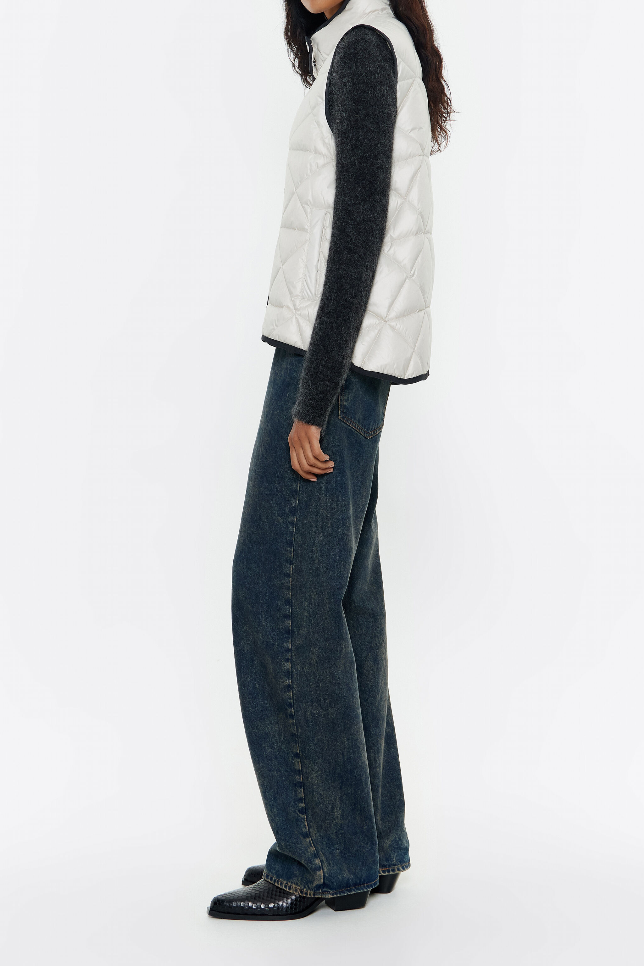 Short stone padded down vest