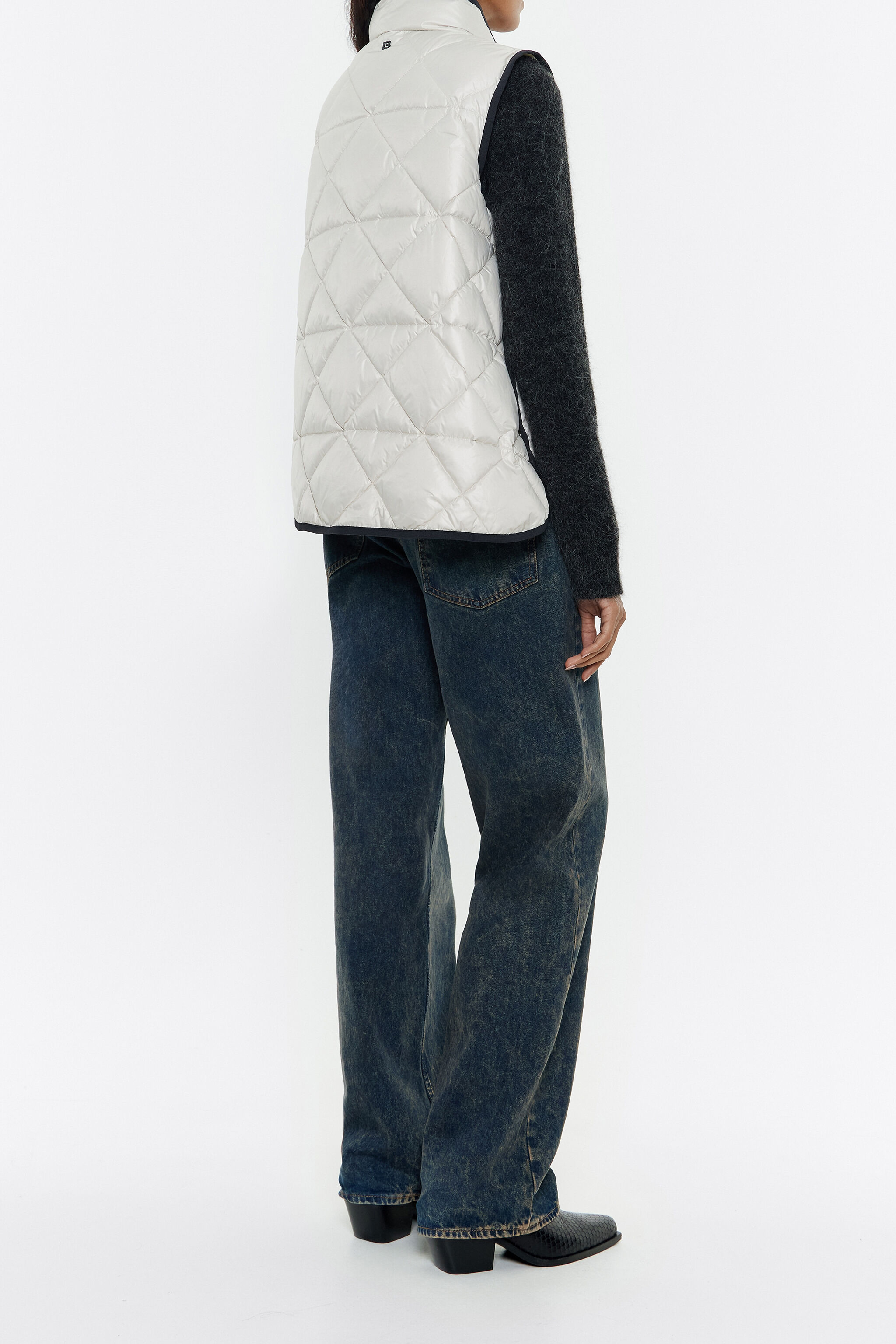 Short stone padded down vest