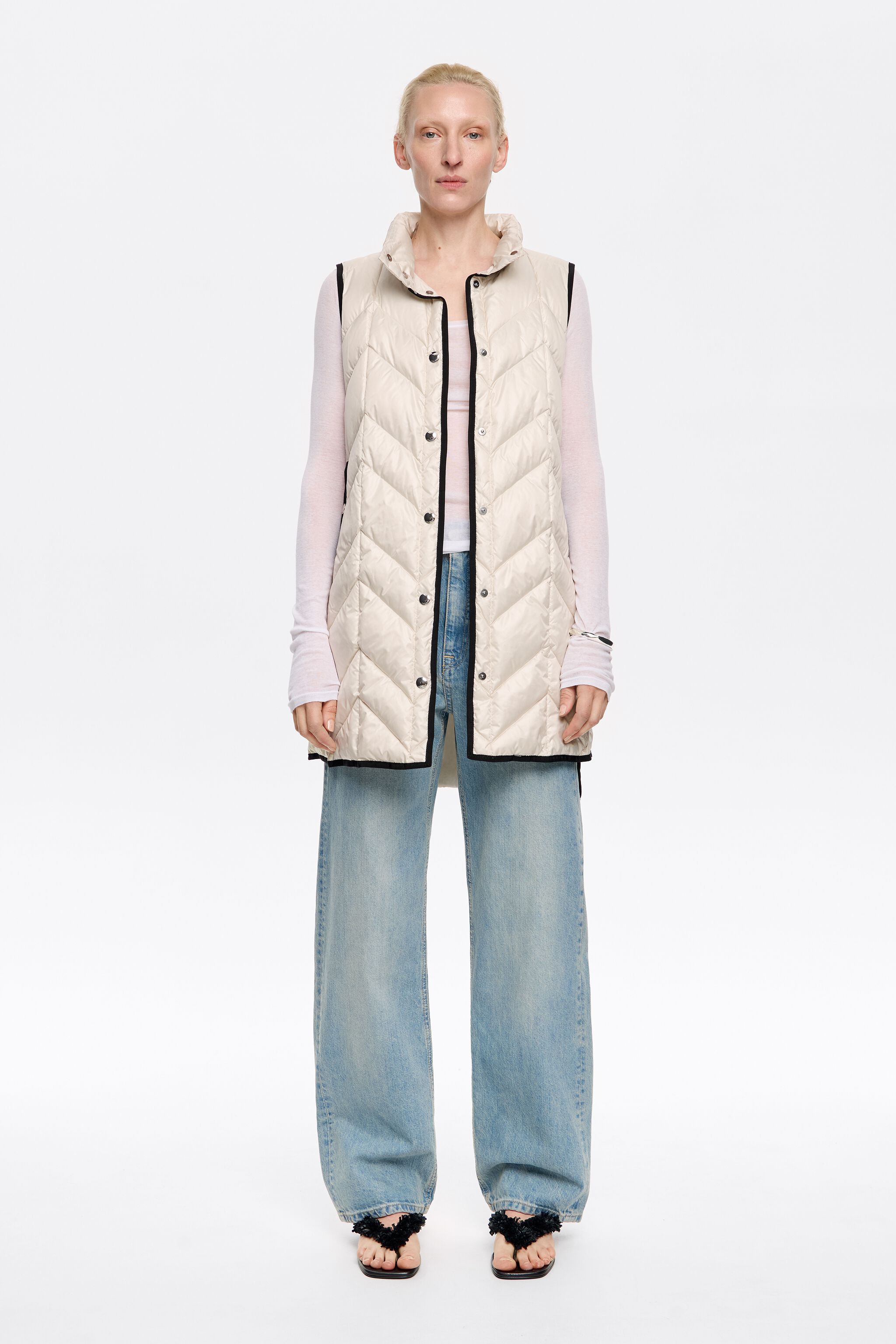 Short stone padded down vest