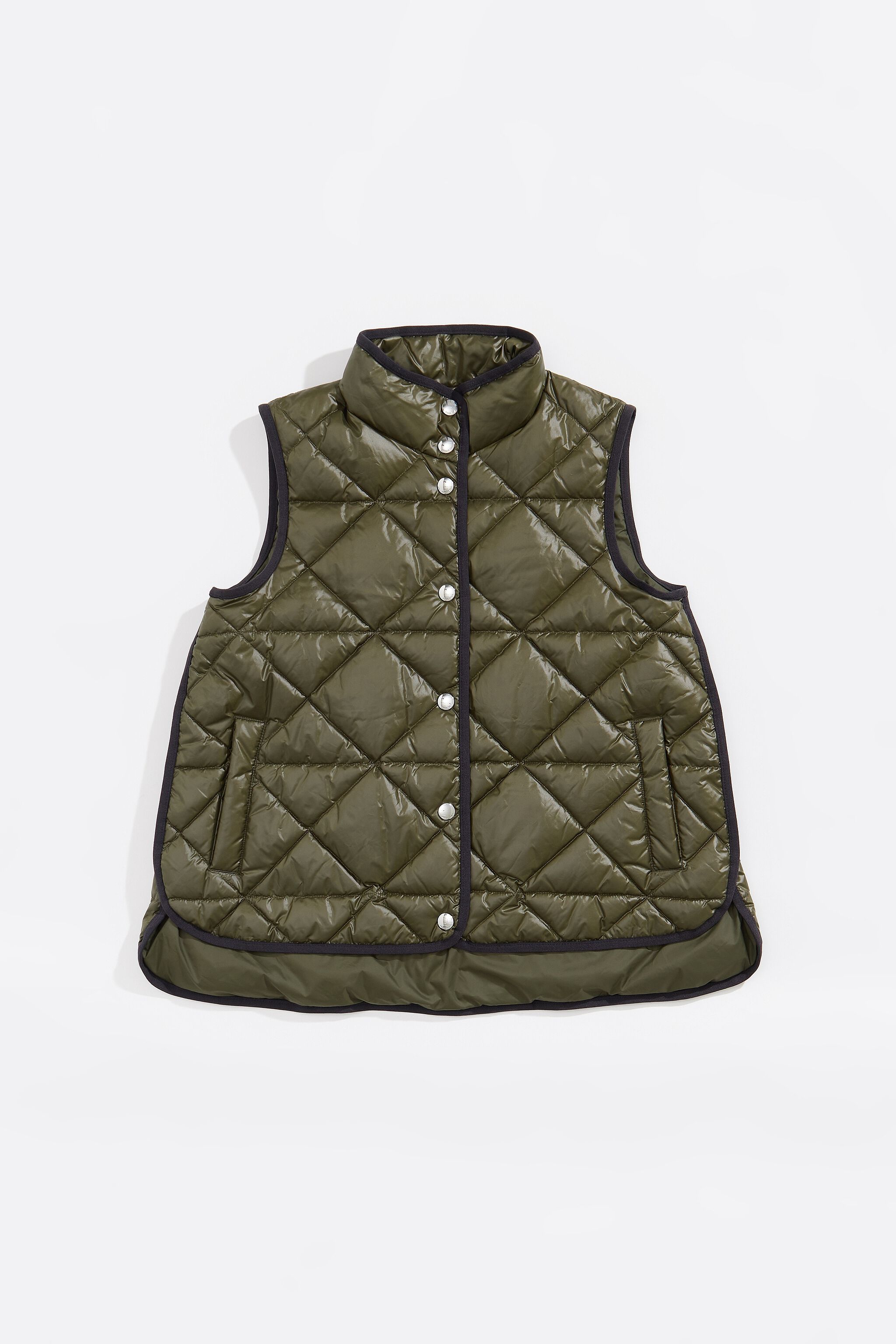Short khaki padded down vest