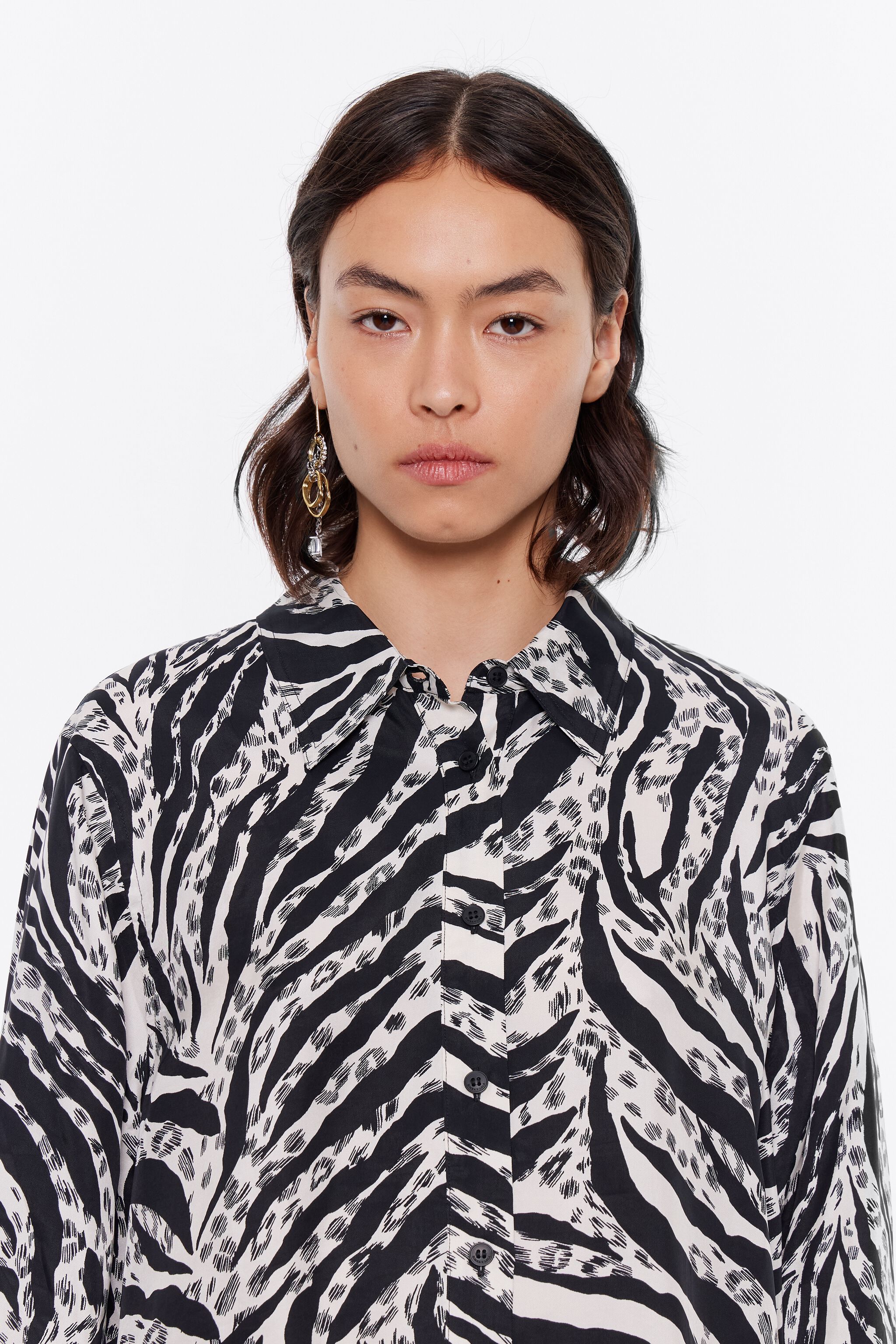 Ivory Zebra long straight shirt