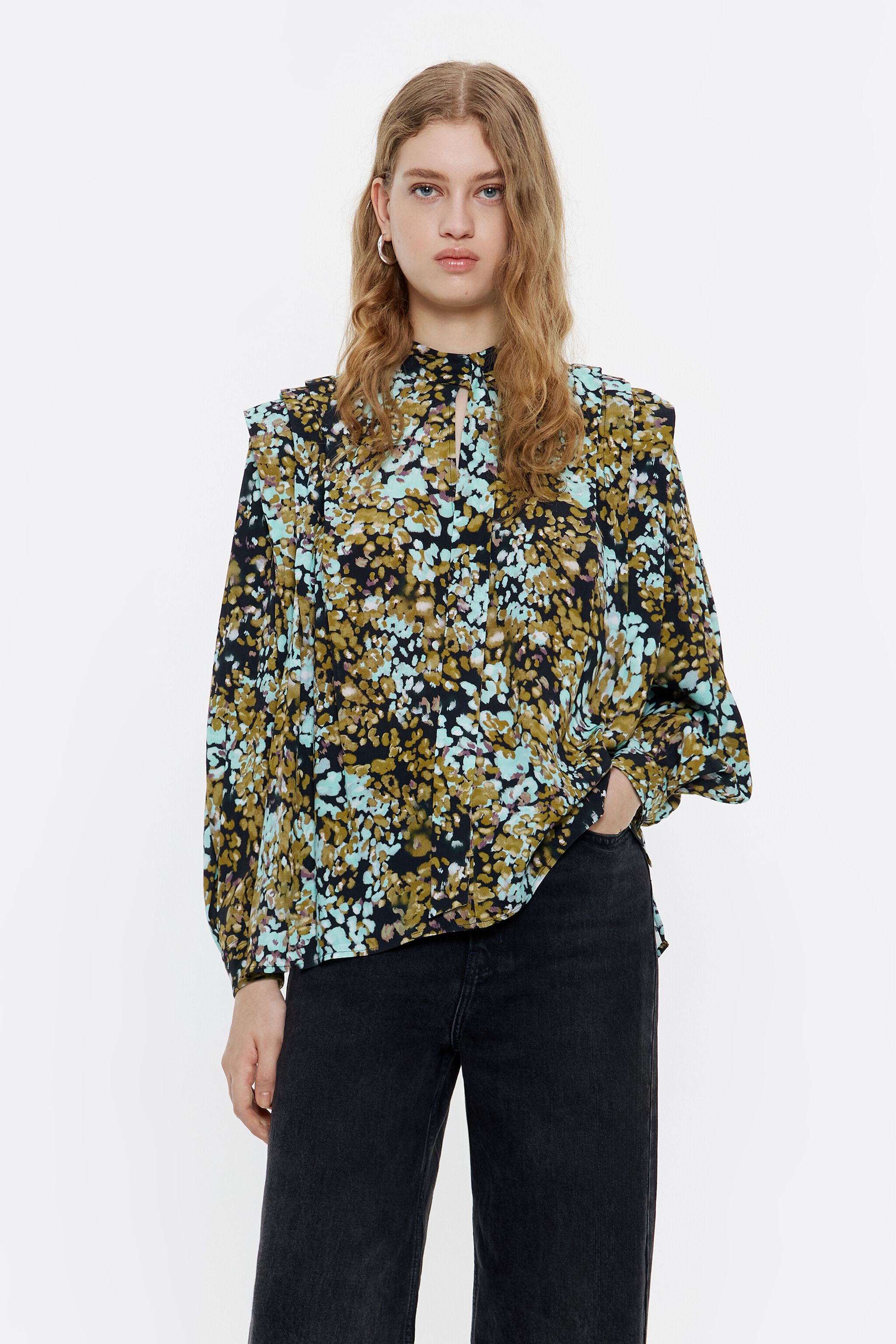 Ocher Leomimosa pleated blouse