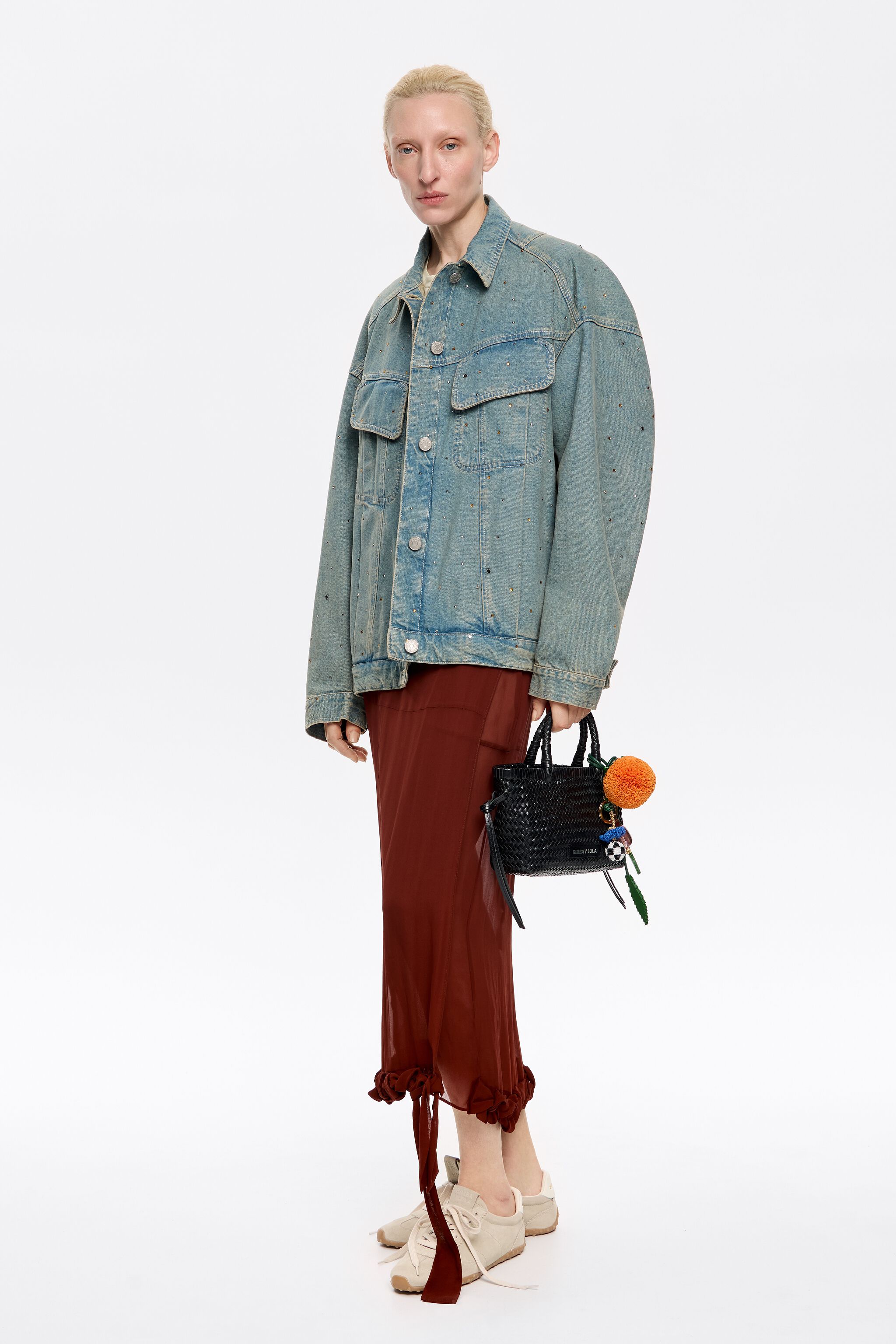 Light blue denim jacket with stones