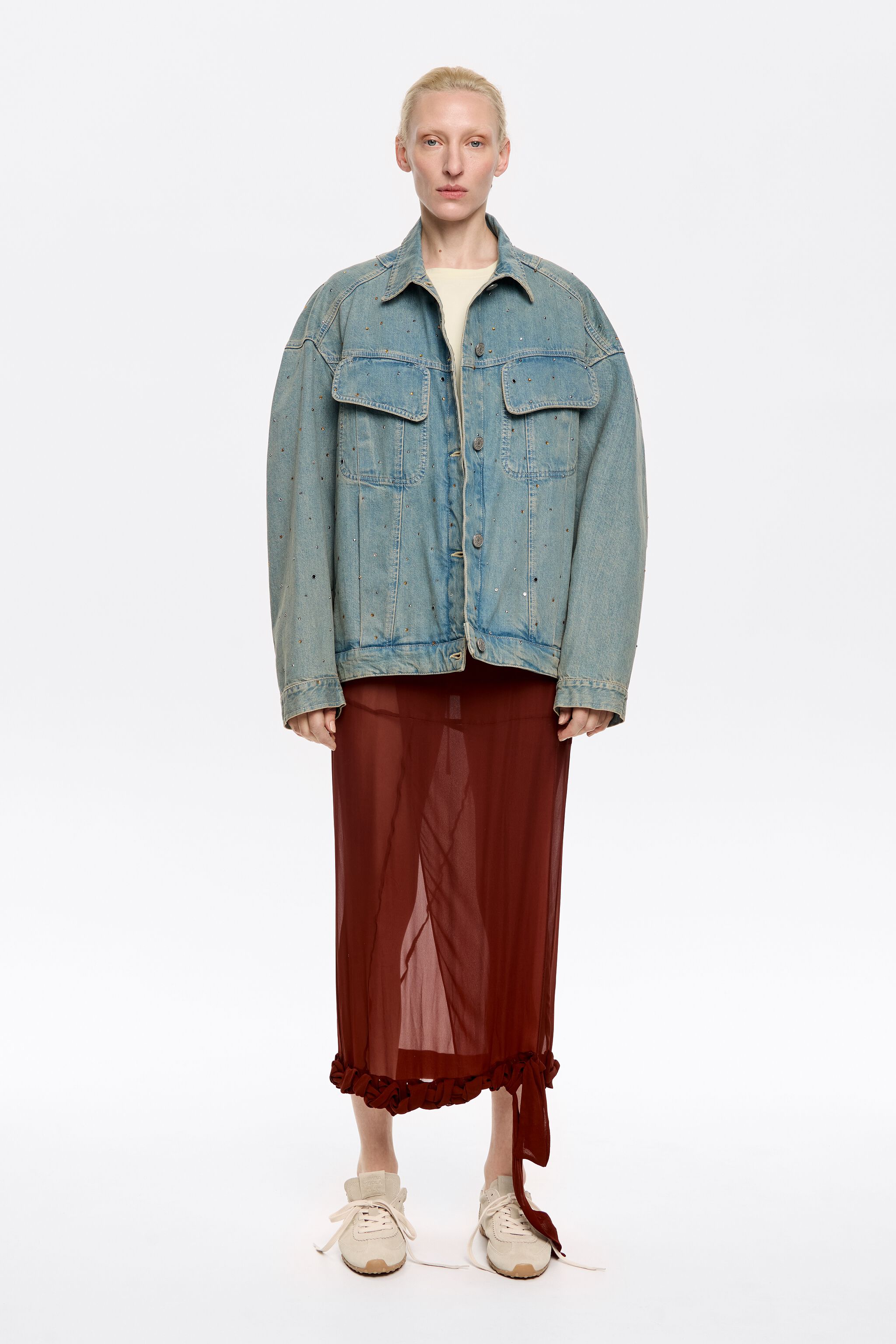 Light blue denim jacket with stones