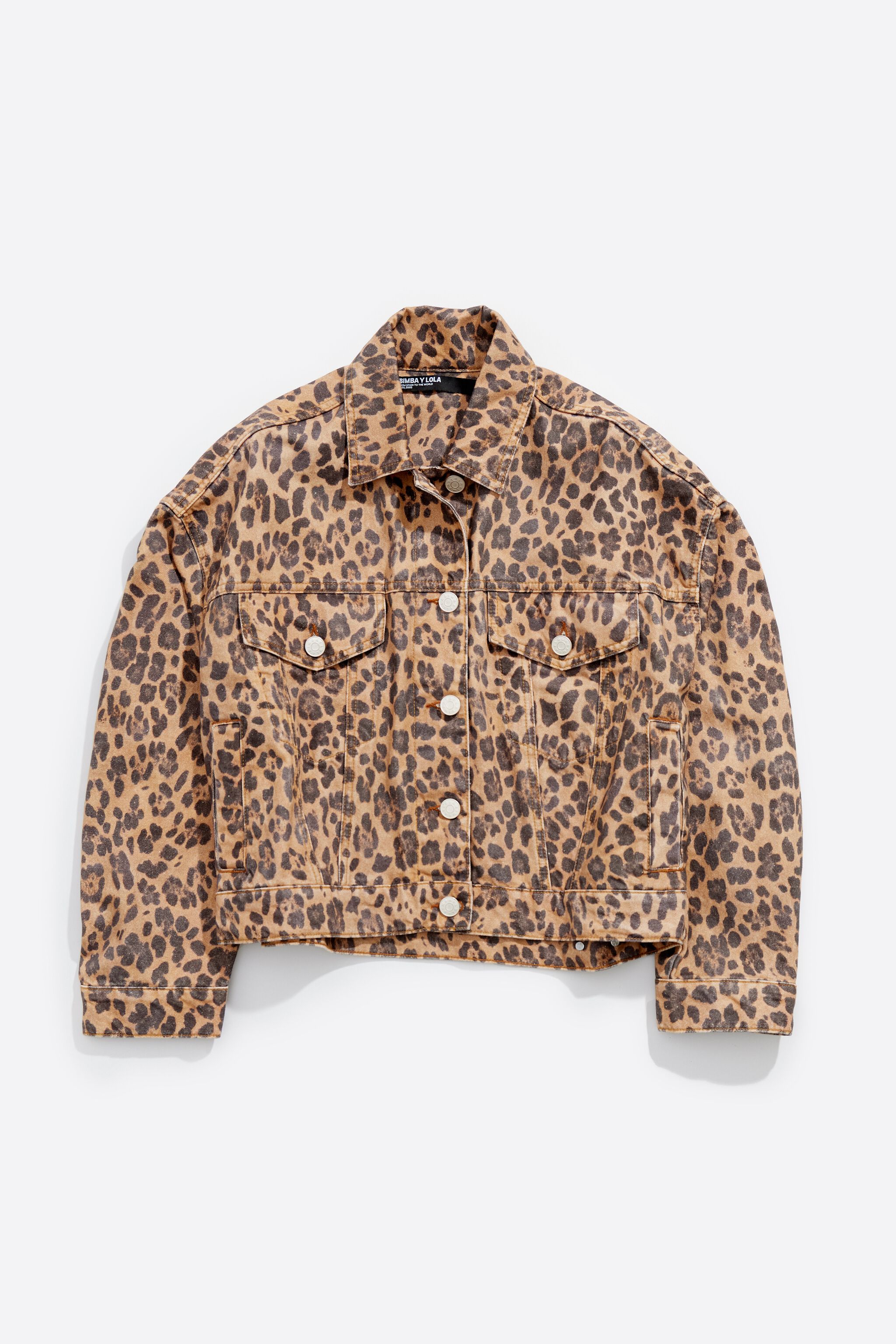 Beige Leopard oversize denim jacket