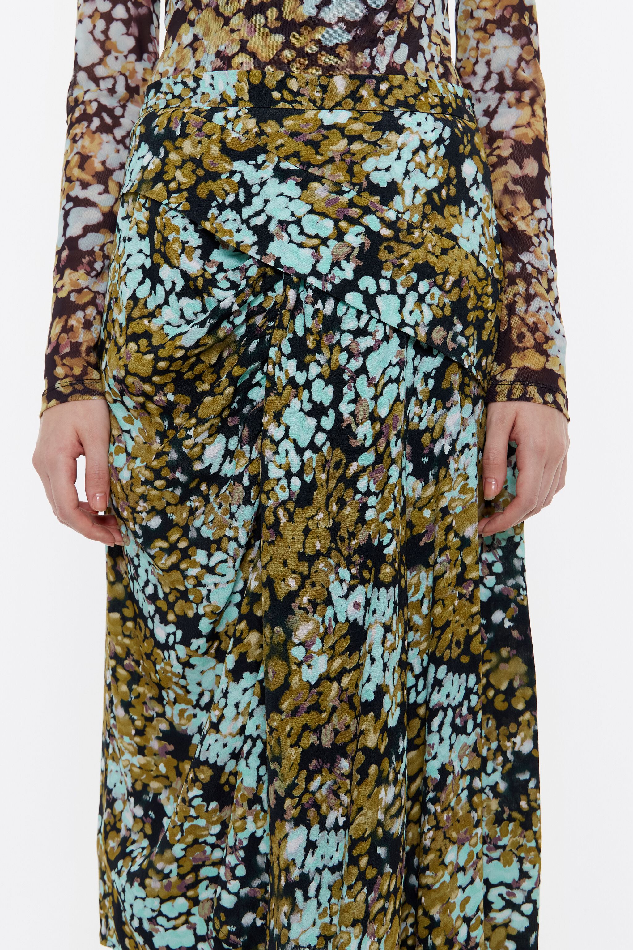 Ocher Leomimosa puffy midi skirt