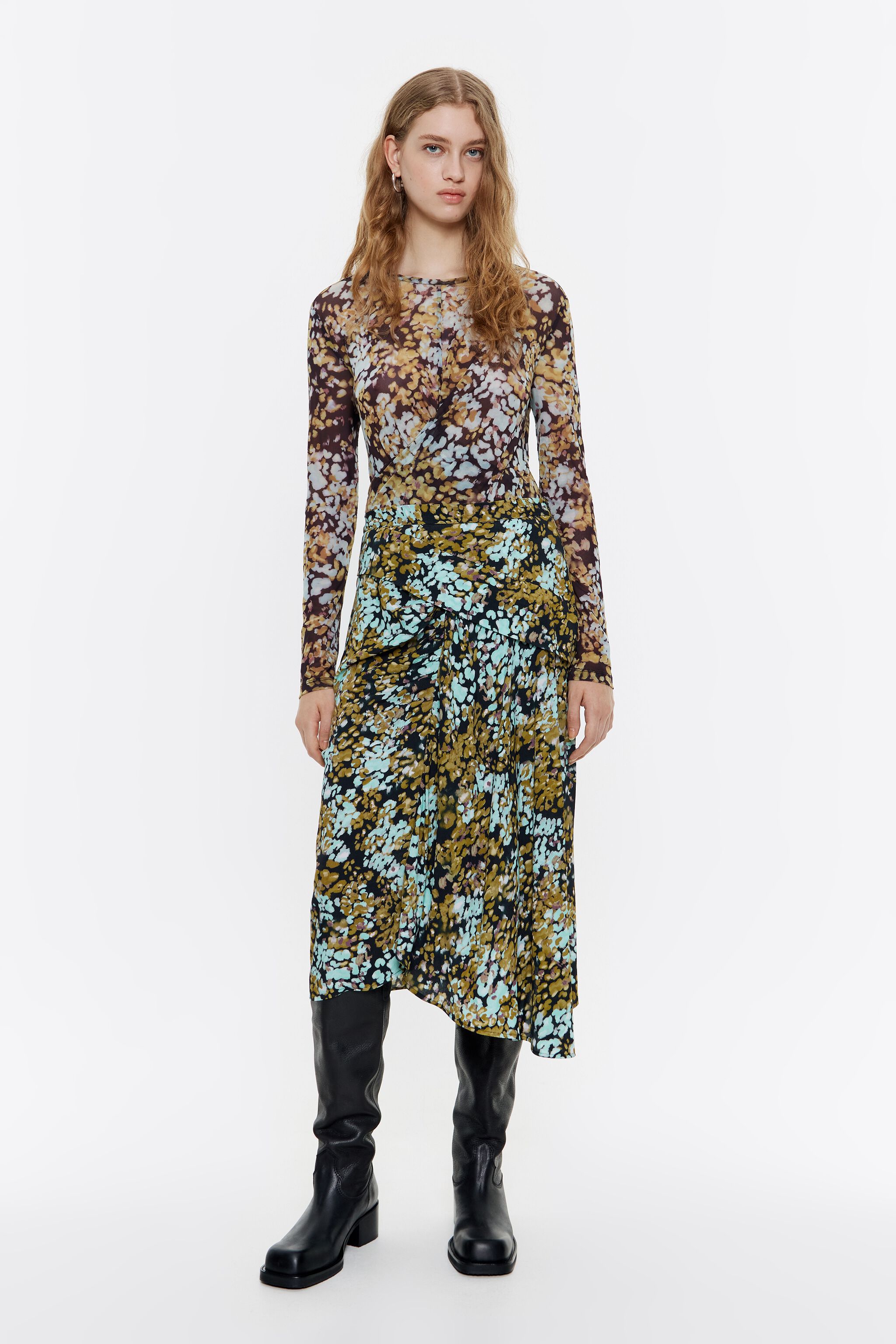 Ocher Leomimosa puffy midi skirt