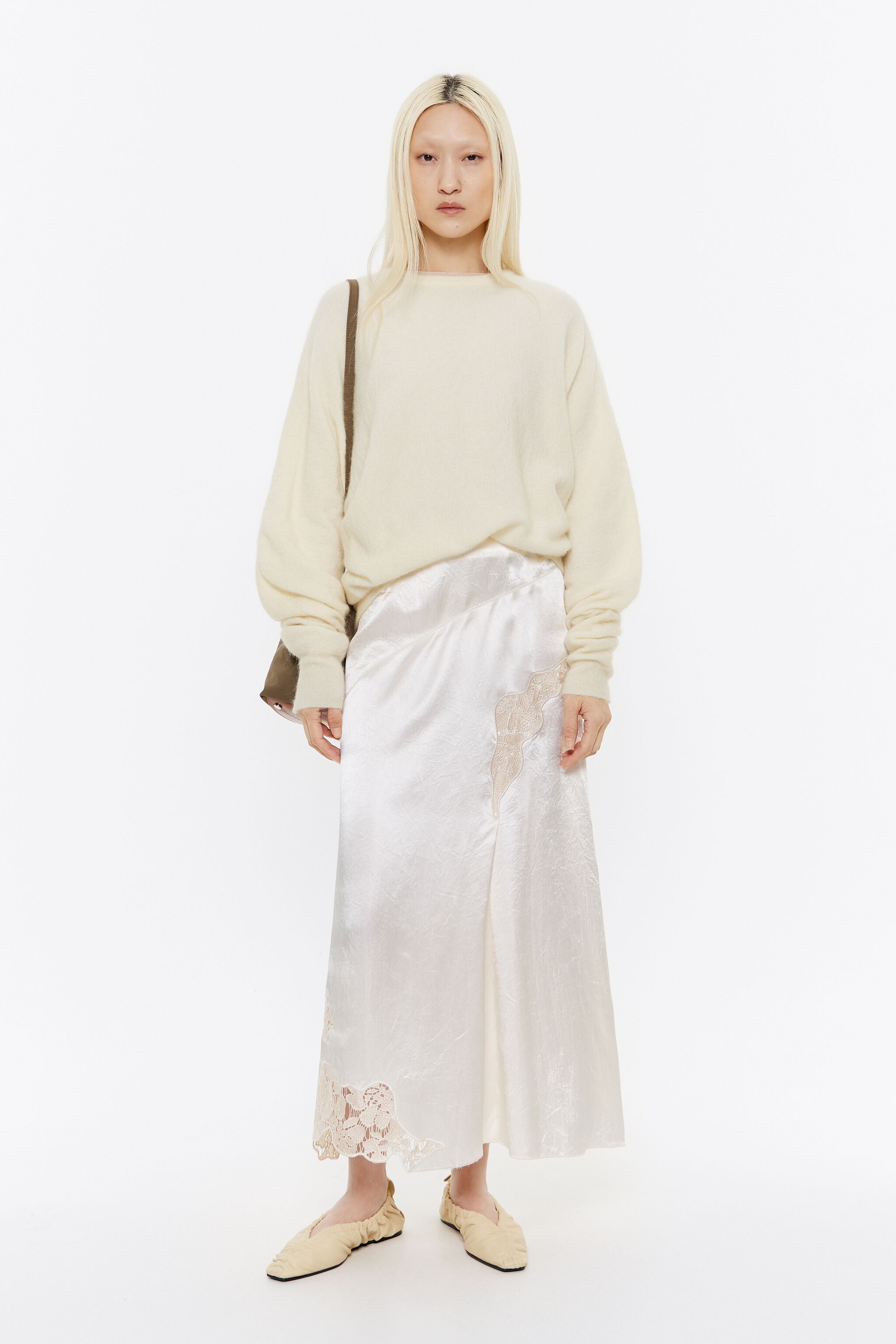 Ivory satin lace skirt