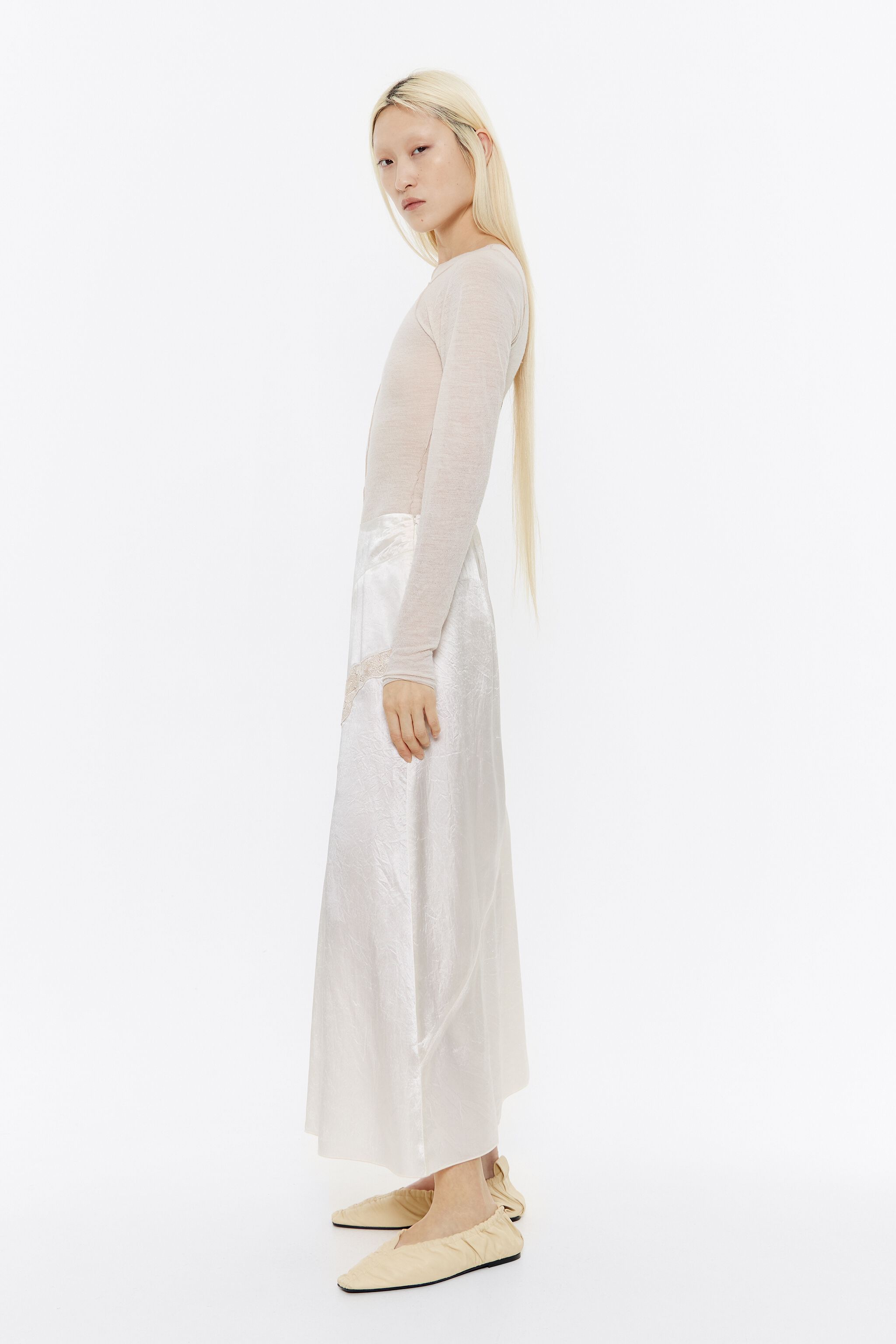 Ivory satin lace skirt