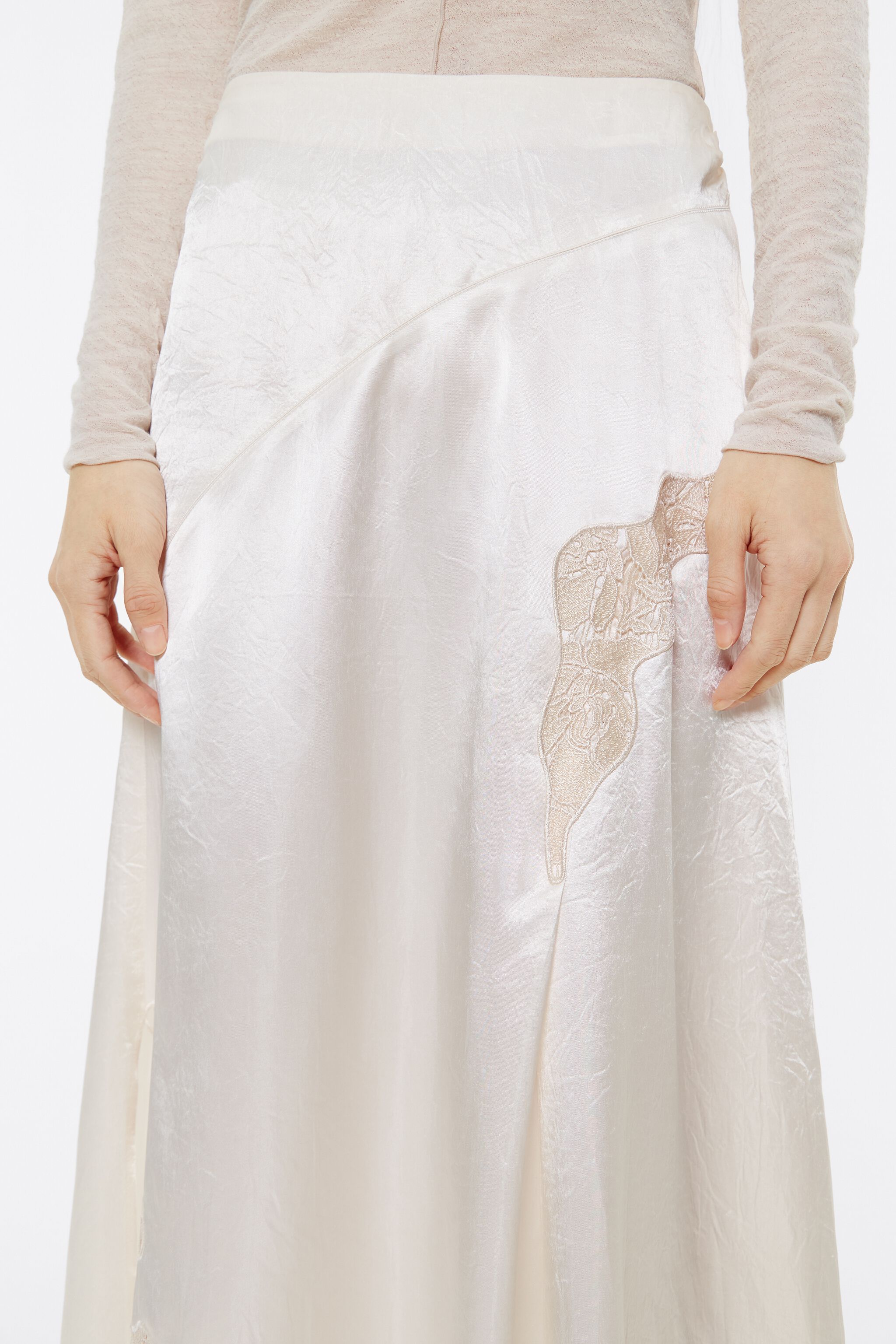 Ivory satin lace skirt