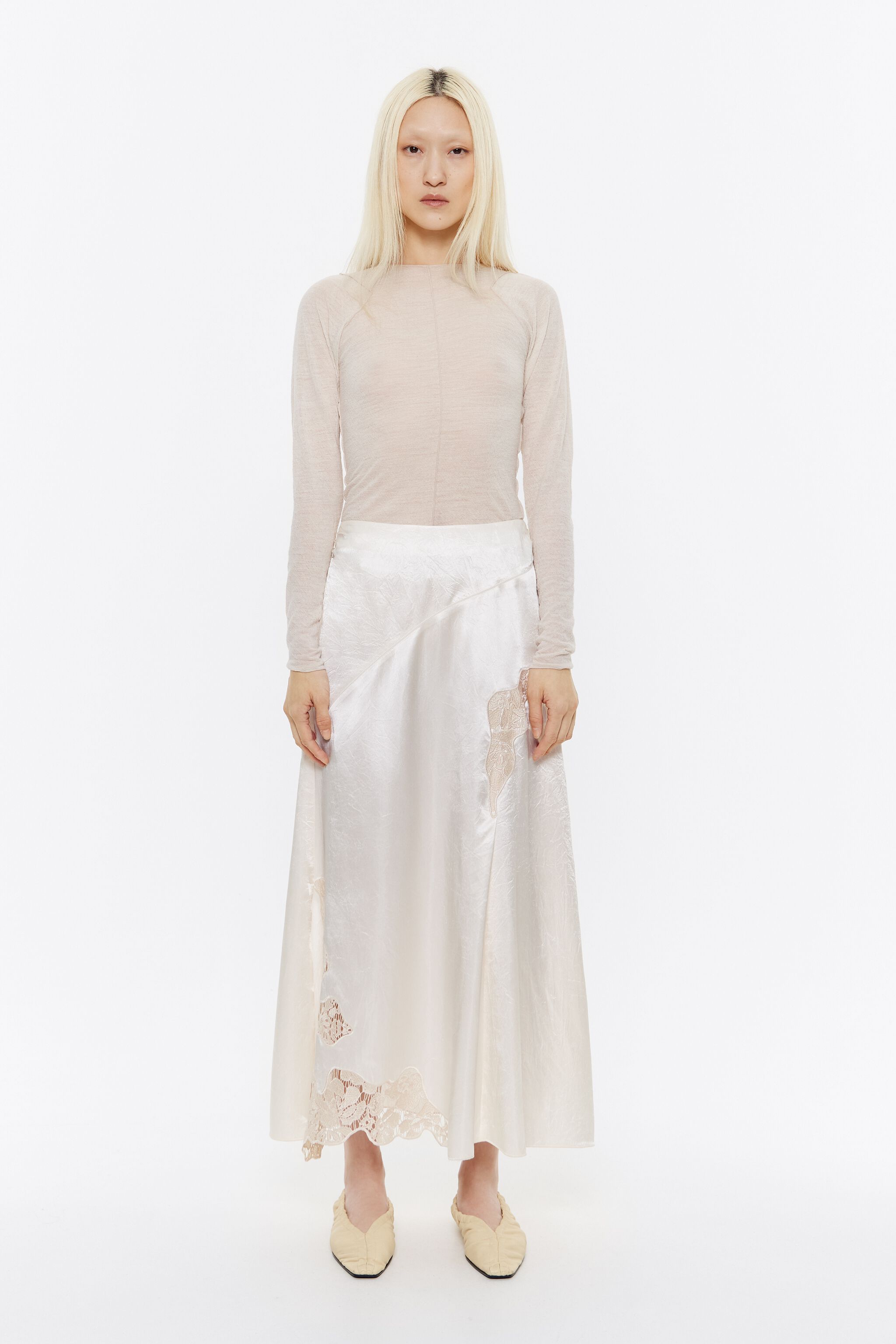 Ivory satin lace skirt